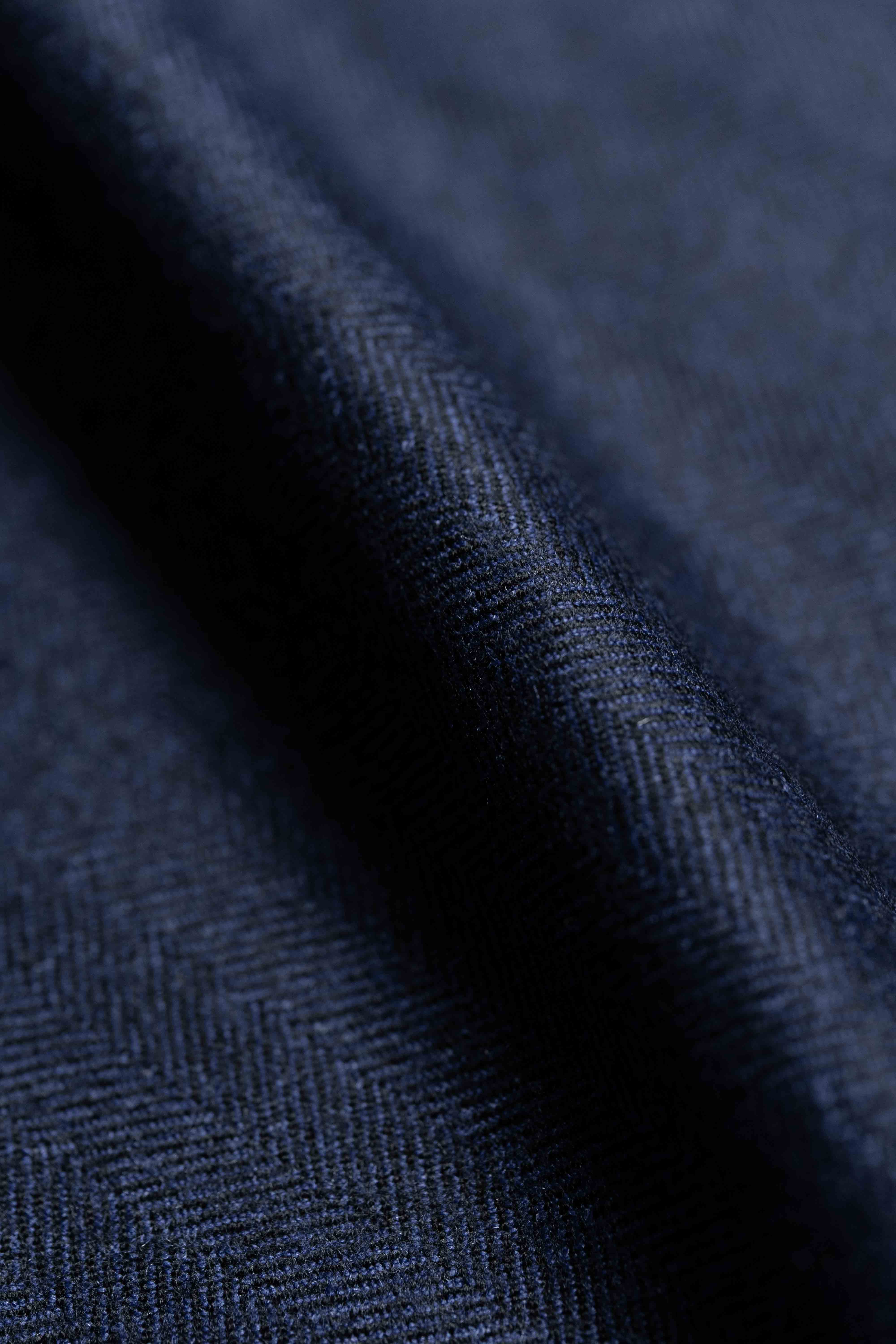 Marling & Evans Royal Blue Herringbone Flannel Wool Fabric (D4-2317)-1.65m - Yoo's Club