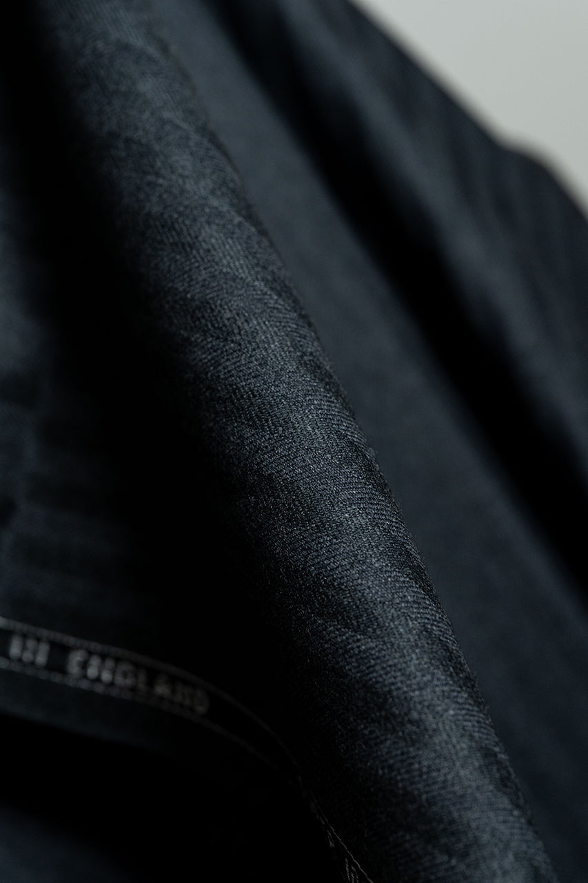 British Dark Grey Herringbone Super 100's Merino Suit Fabric (V23661) -3m - Yoo's Club