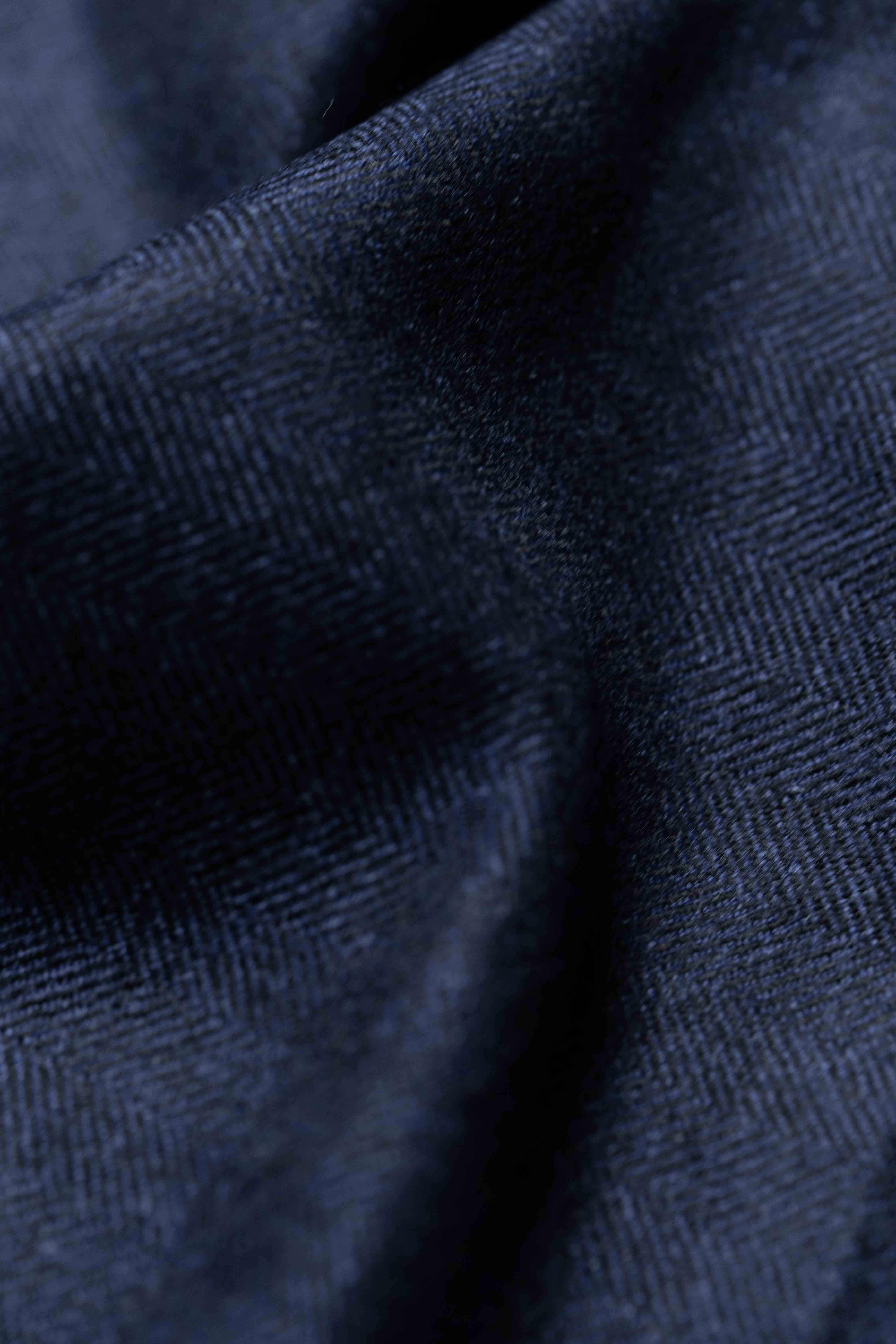Marling & Evans Royal Blue Herringbone Flannel Wool Fabric (D4-2317)-1.65m - Yoo's Club