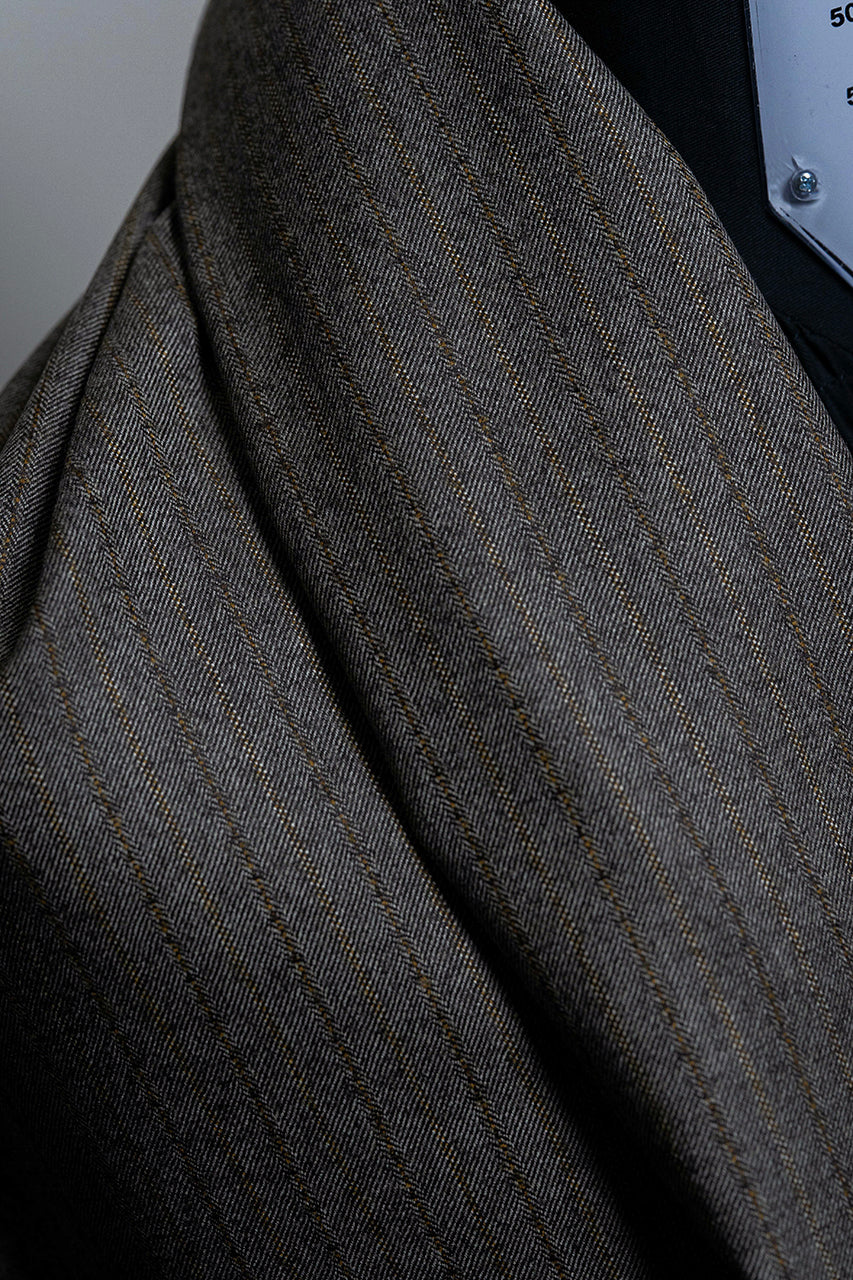 Brown Stripe Wool Suiting (SA-0229) -2.3m - Yoo's Club