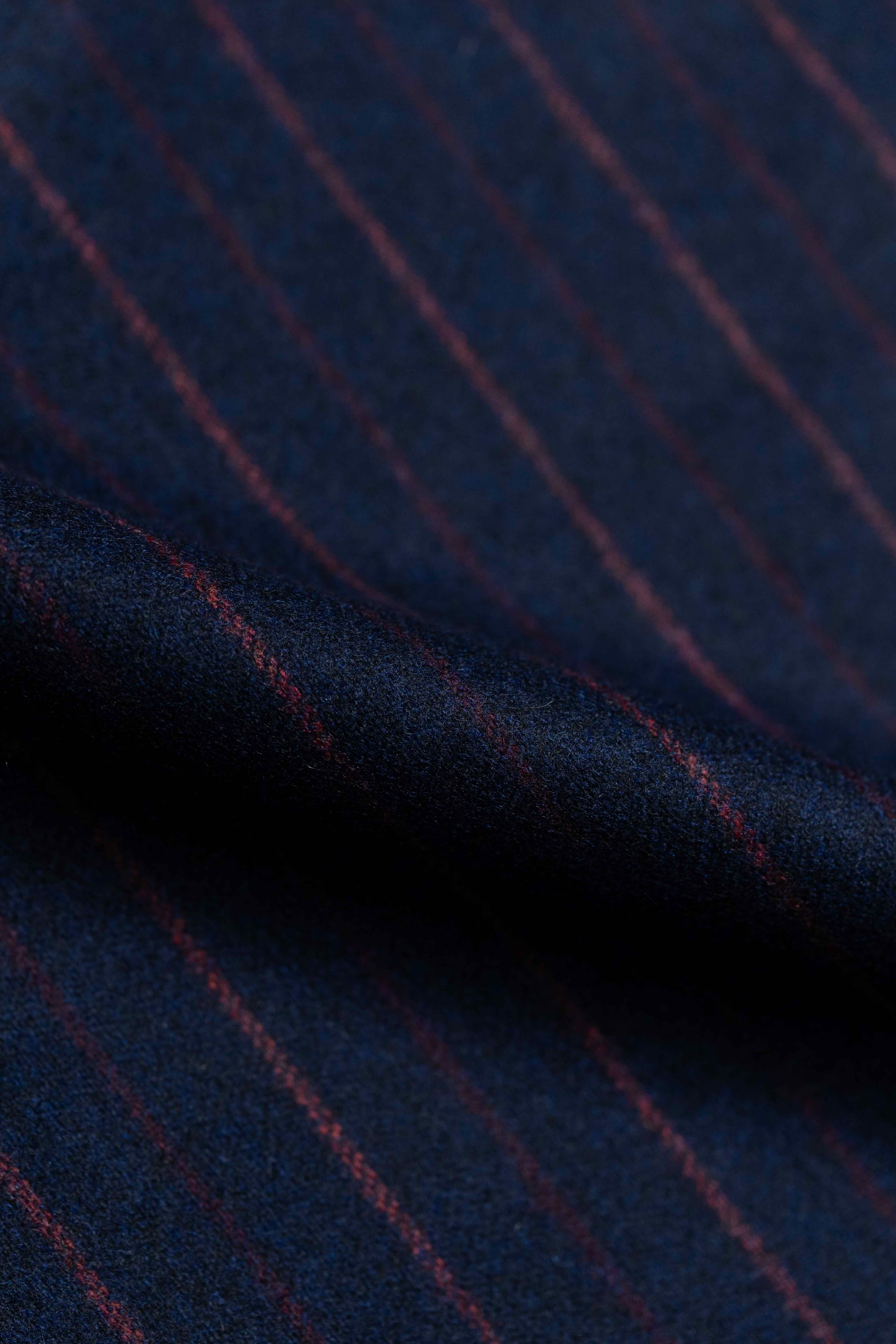 Marling & Evans Navy Stripe Flannel Wool Fabric (FC4723)-2m - Yoo's Club