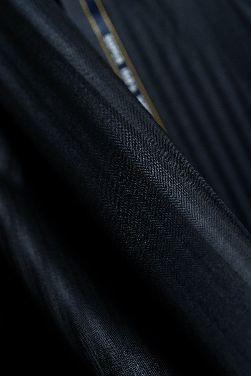 John Foster Dark Charcoal Herringbone Super 150's & Cashmere (V23657) -3m