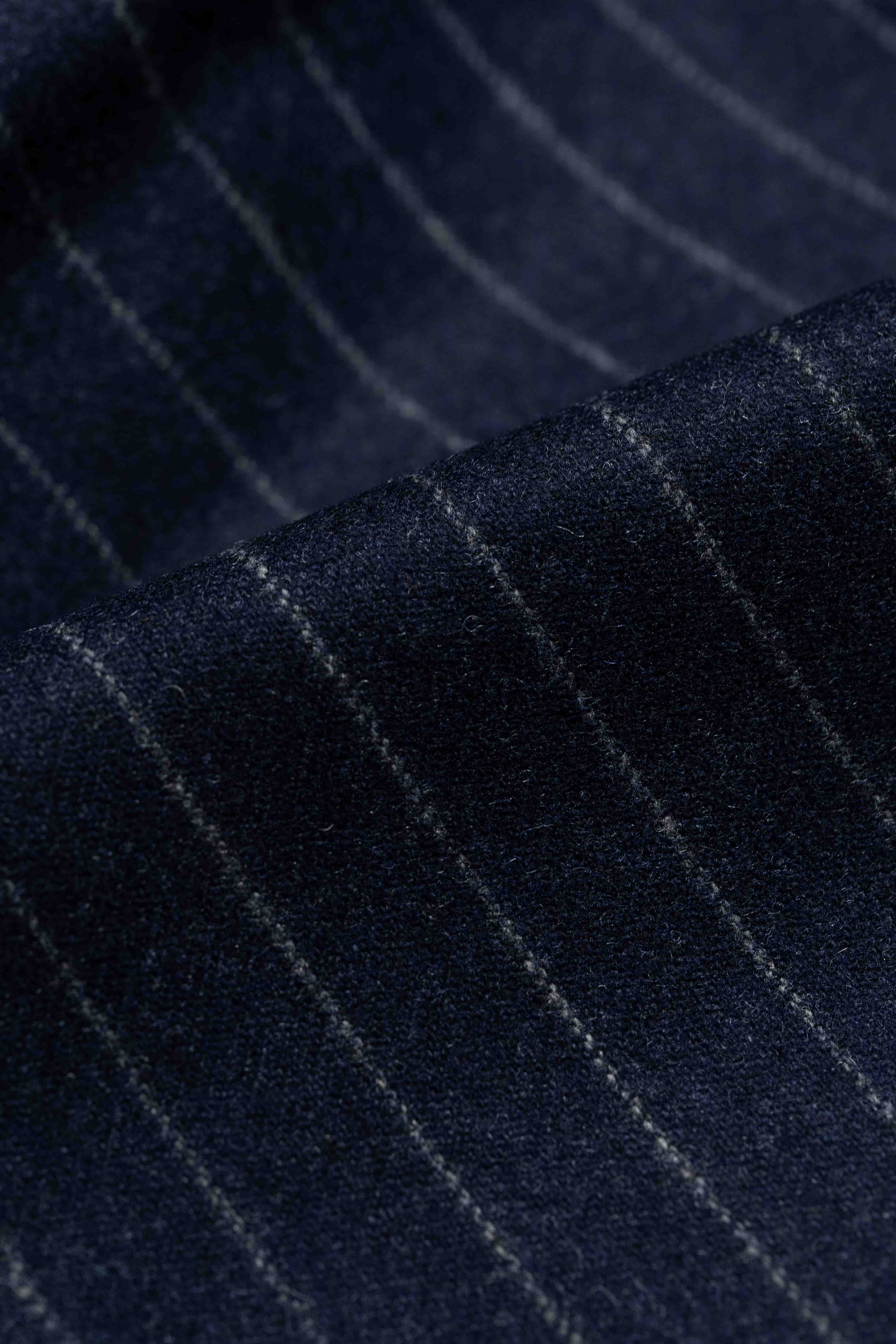 Marling & Evans Navy Stripe Flannel Wool Fabric (FC4744)-2.1m - Yoo's Club