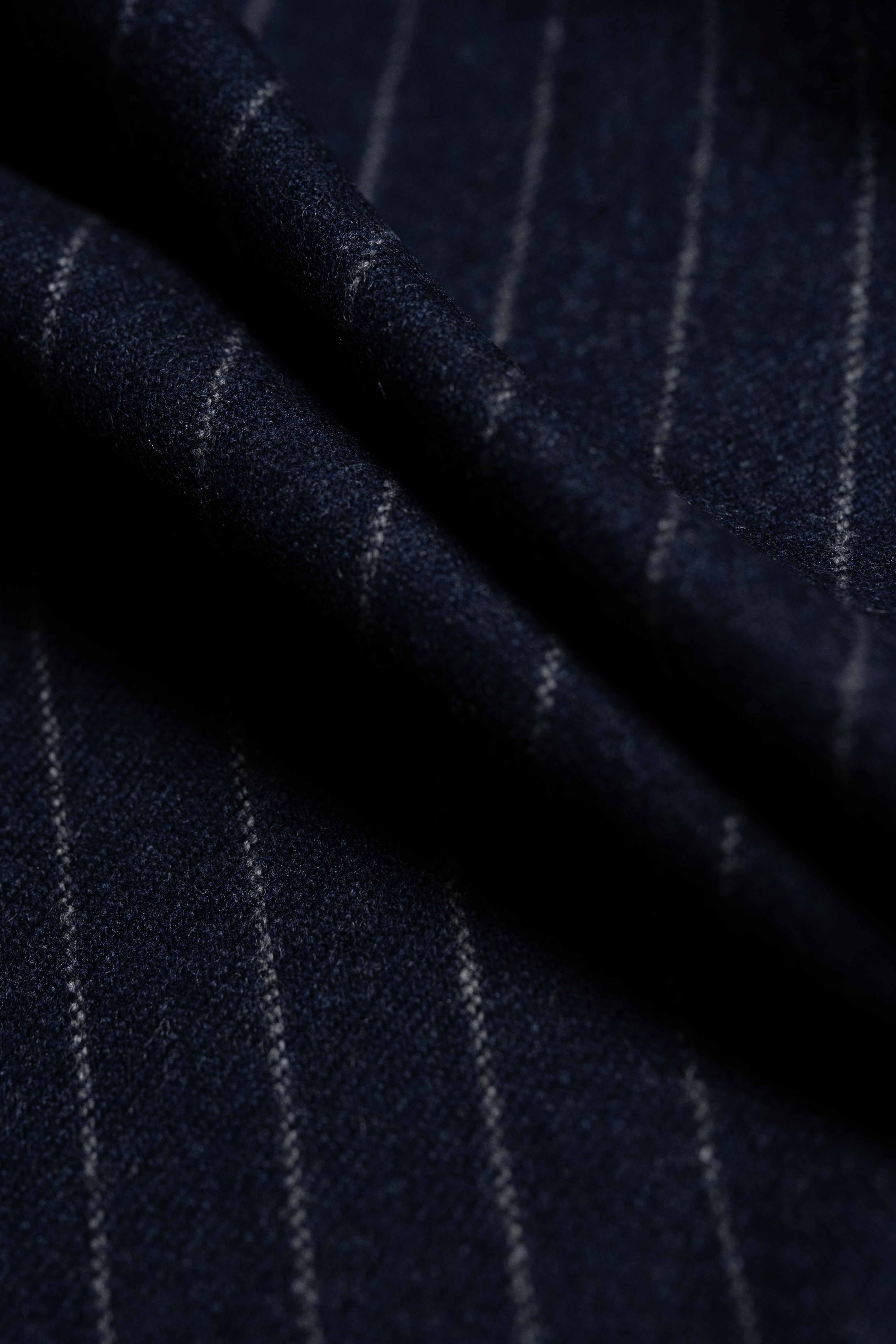 Marling & Evans Navy Stripe Flannel Wool Fabric (FC4744)-2.1m - Yoo's Club