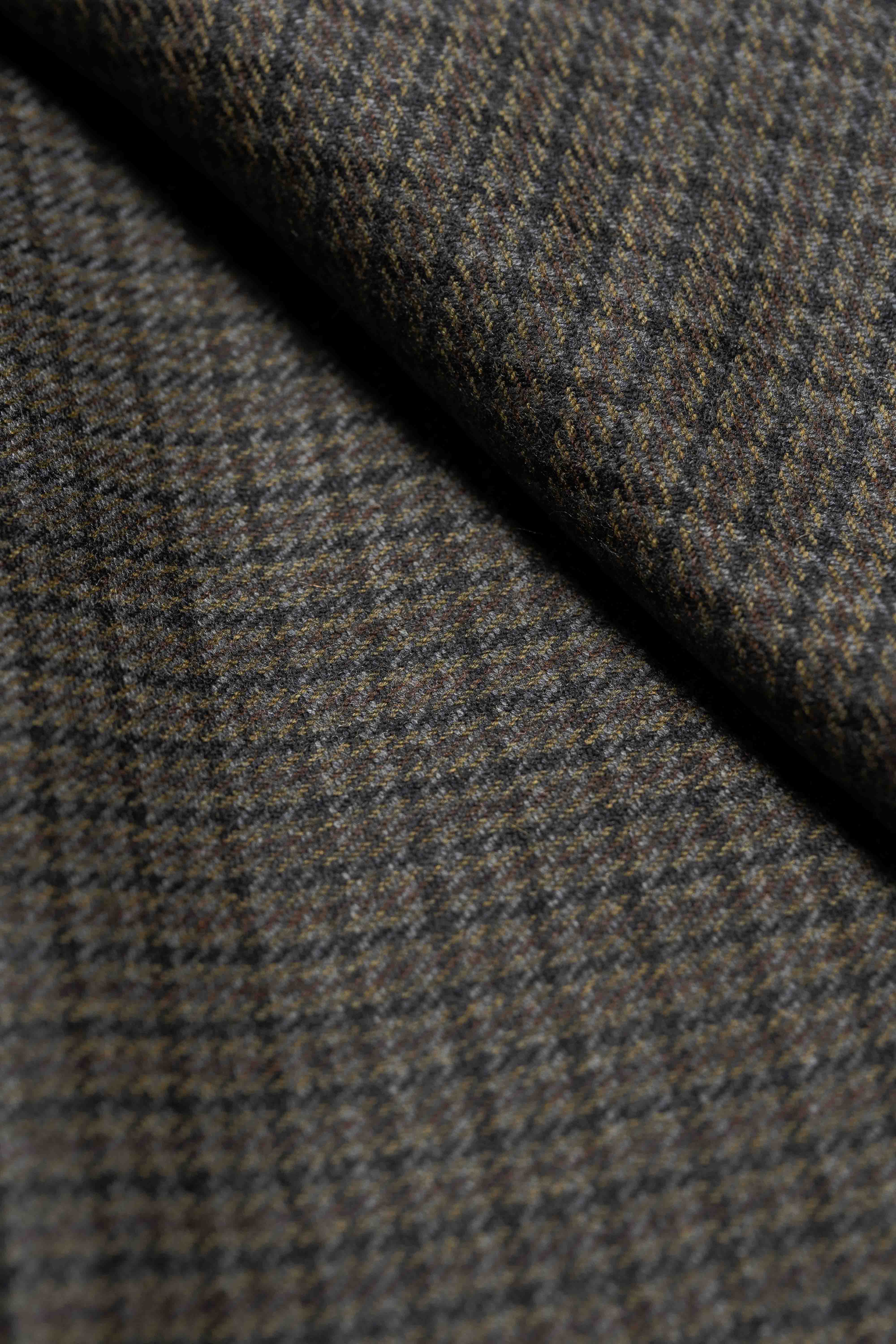Brown Houndstooth Wool Jacket Fabric -1.7m - Yoo's Club