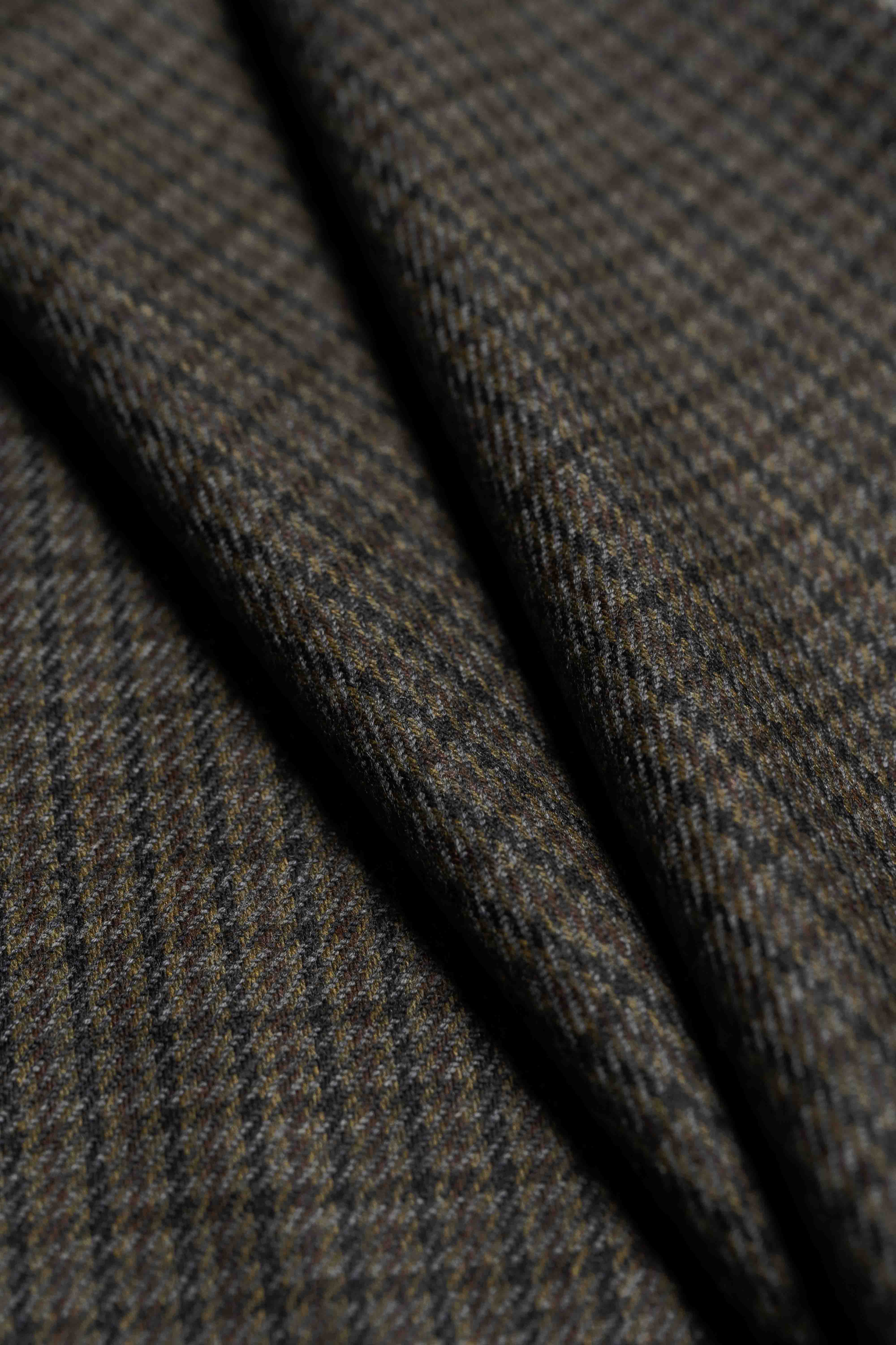 Brown Houndstooth Wool Jacket Fabric -1.7m - Yoo's Club
