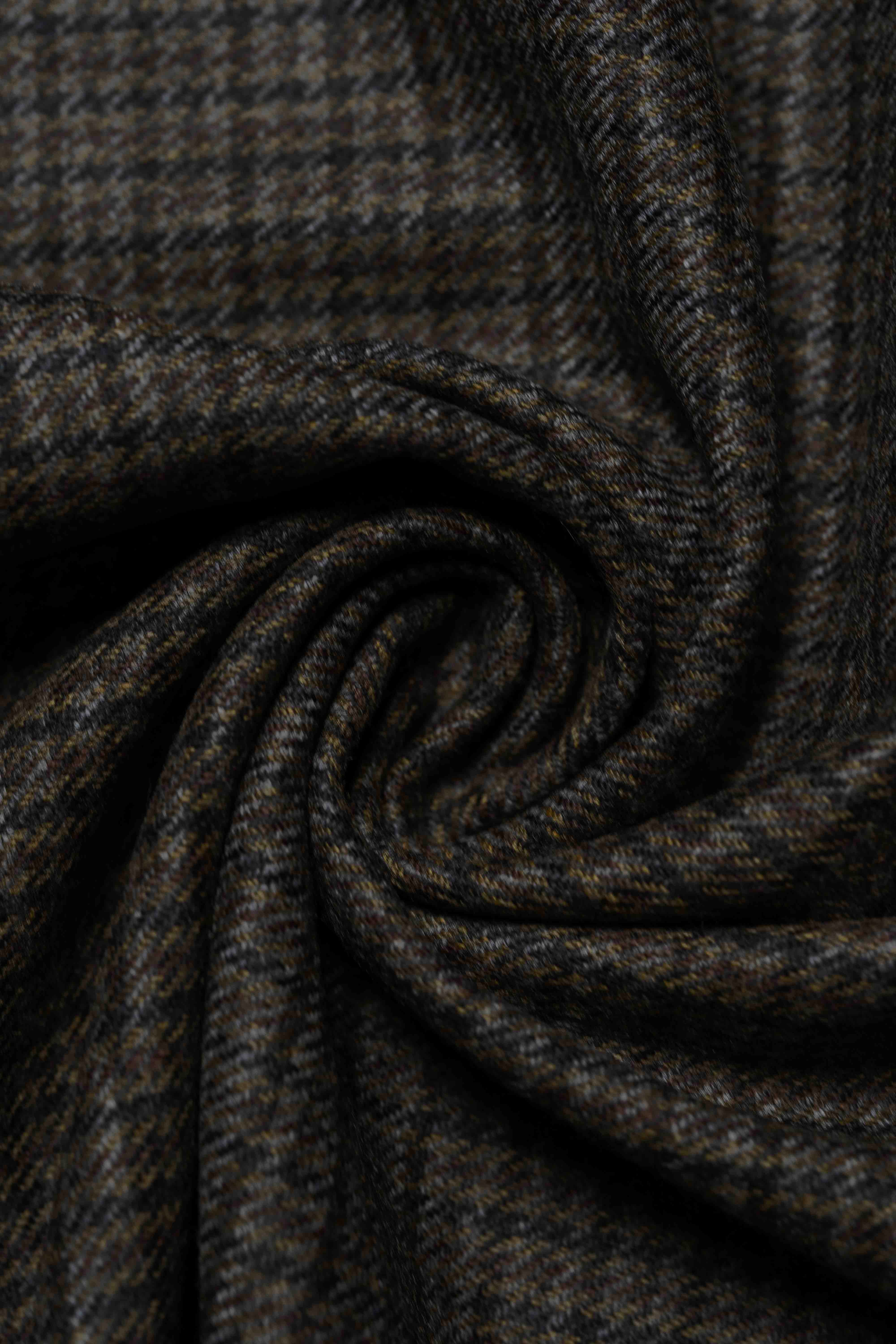 Brown Houndstooth Wool Jacket Fabric -1.7m - Yoo's Club