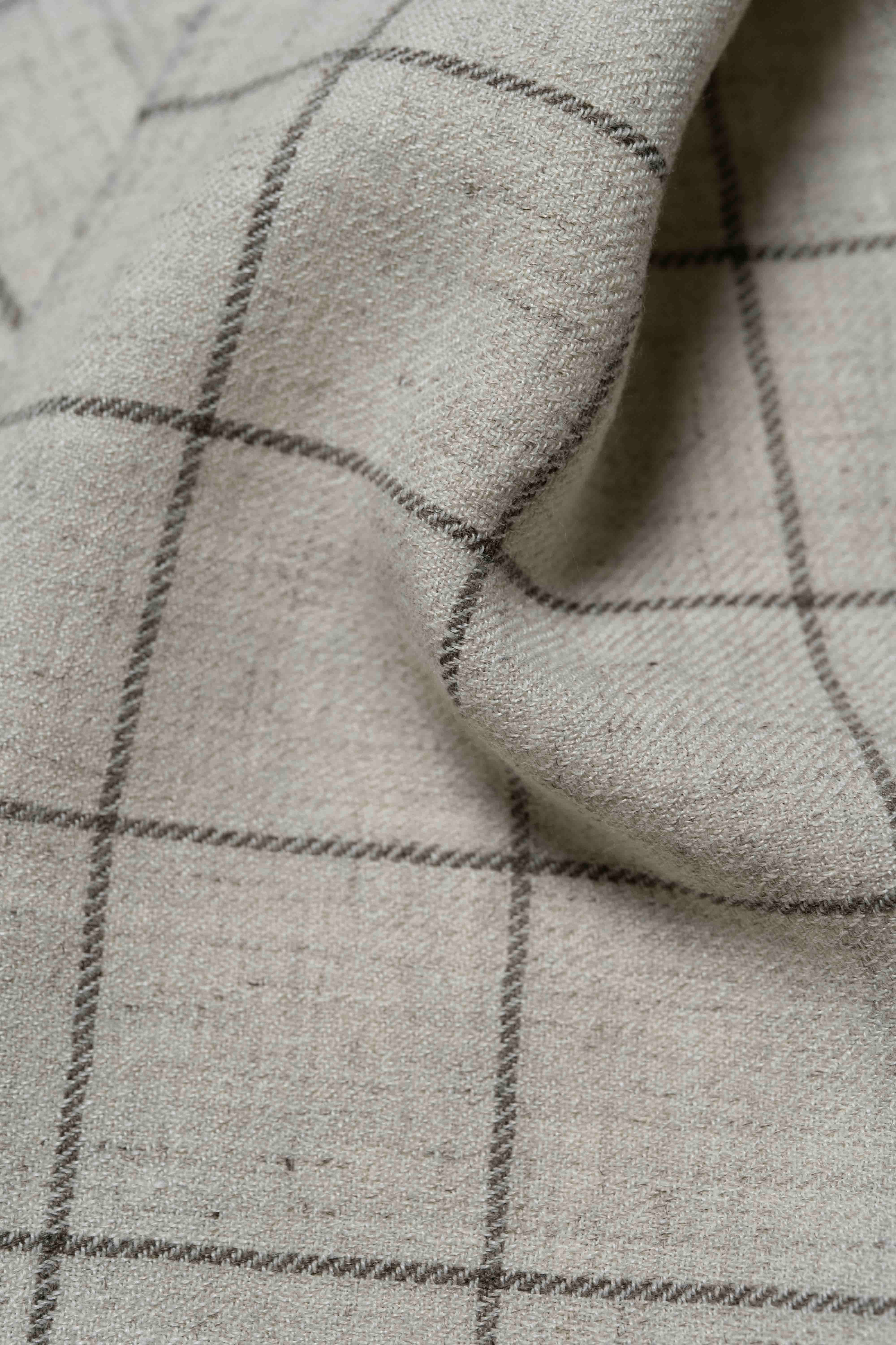 Marling & Evans Beige Check Wool Linen Jacket Fabric (17307/04)-2.8m - Yoo's Club
