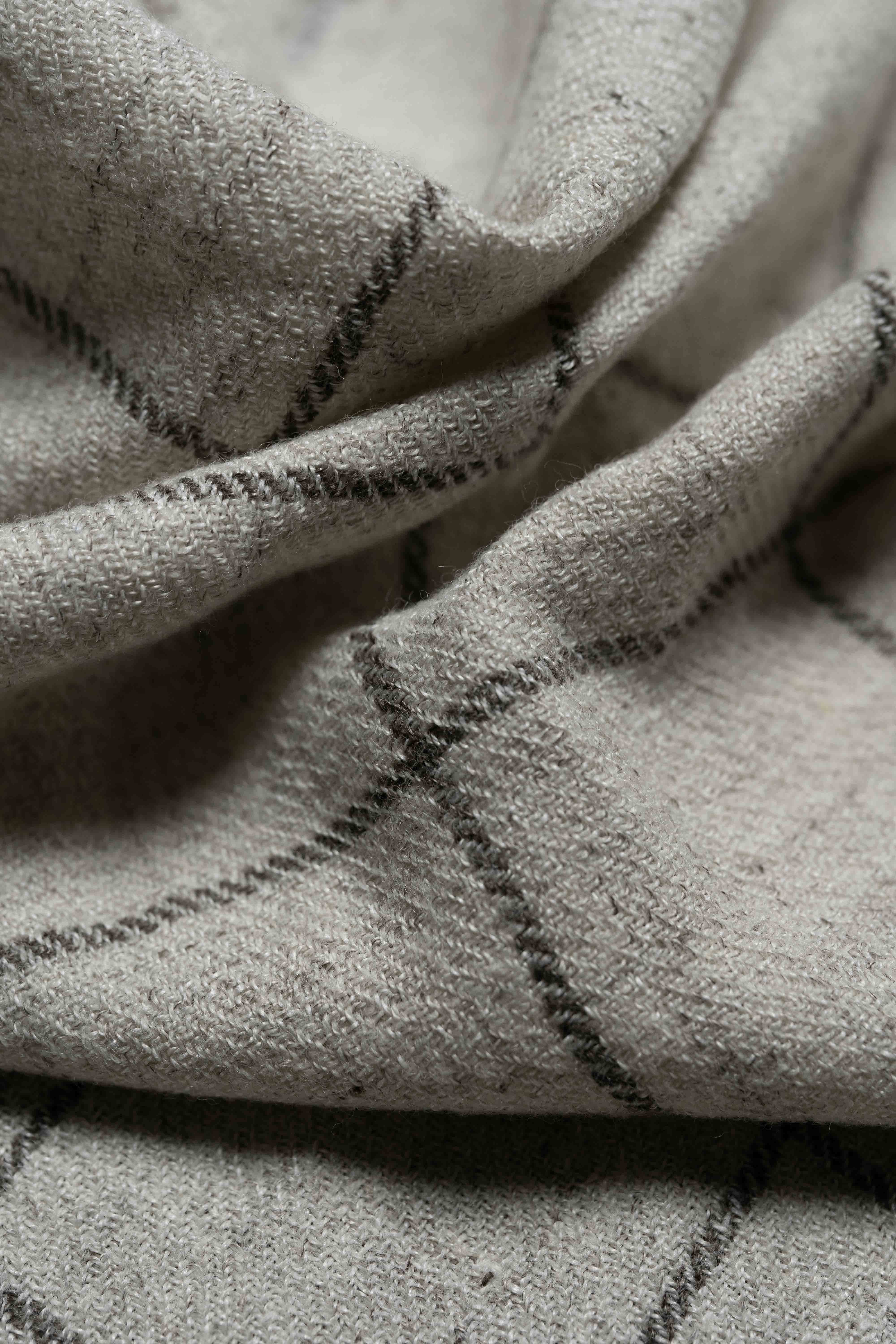 Marling & Evans Beige Check Wool Linen Jacket Fabric (17307/04)-2.8m - Yoo's Club