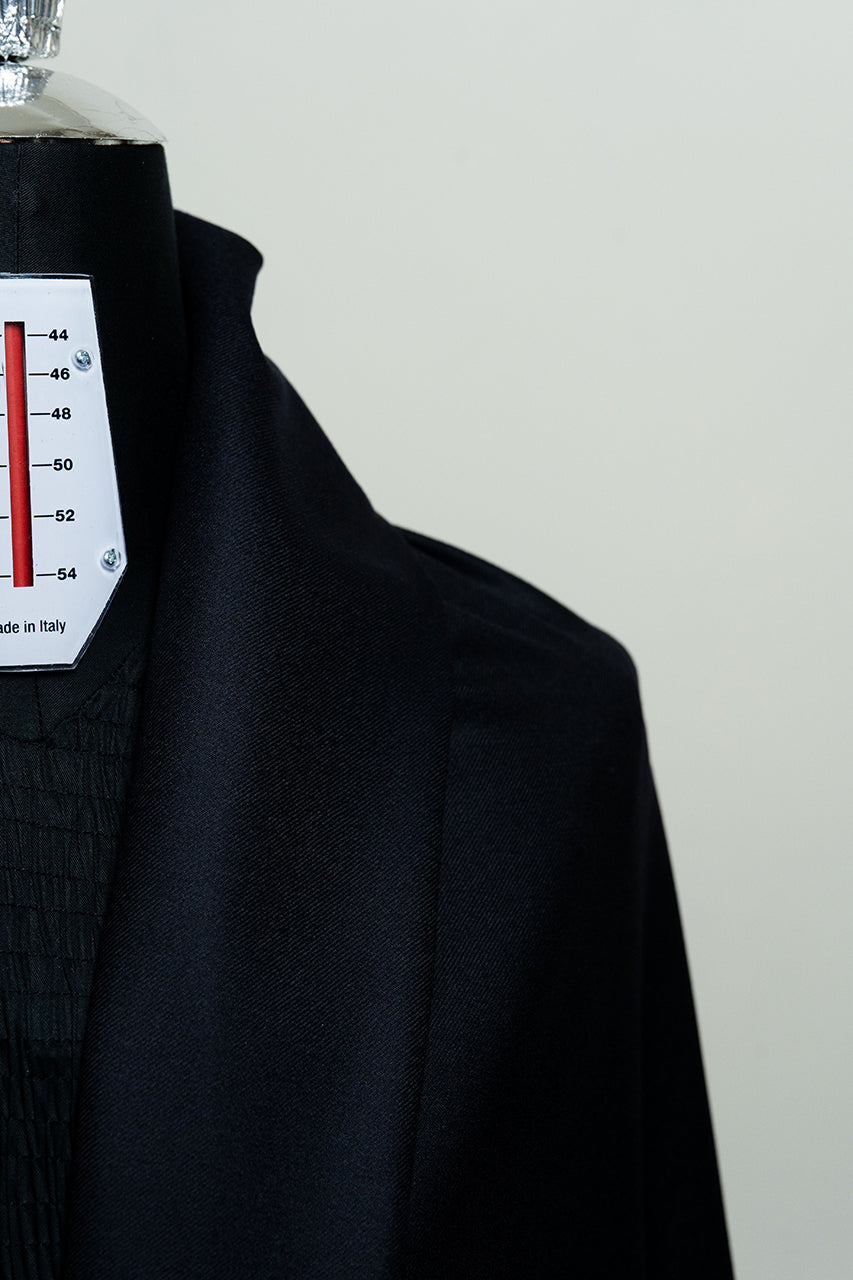 British Dark Navy Super 100's Wool Gaberdine Suit Fabric (V23650) -1.5m - Yoo's Club