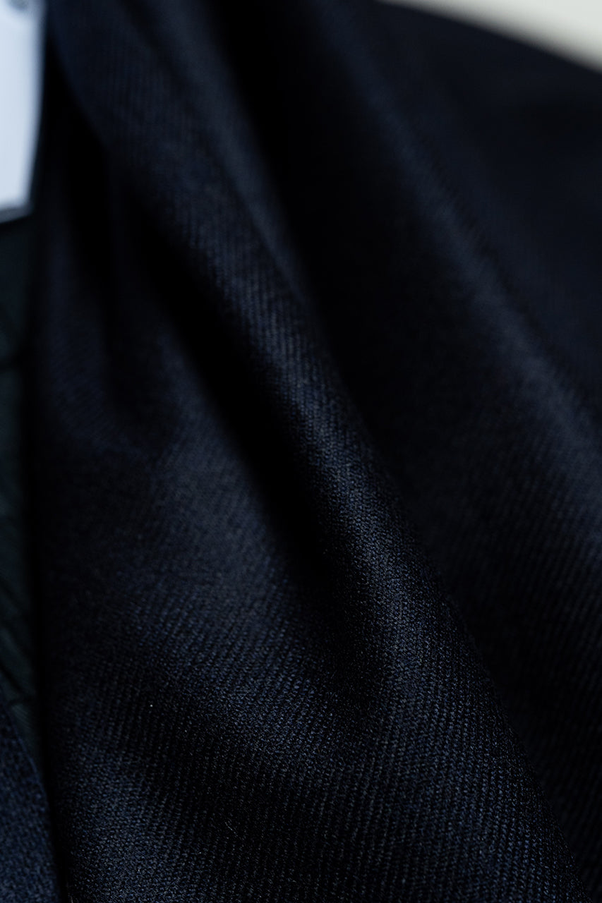 British Dark Navy Super 100's Wool Gaberdine Suit Fabric (V23650) -1.5m - Yoo's Club
