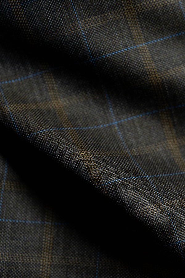 Brown Fancy Check Wool Jacket Fabric (V23627) -2.5m