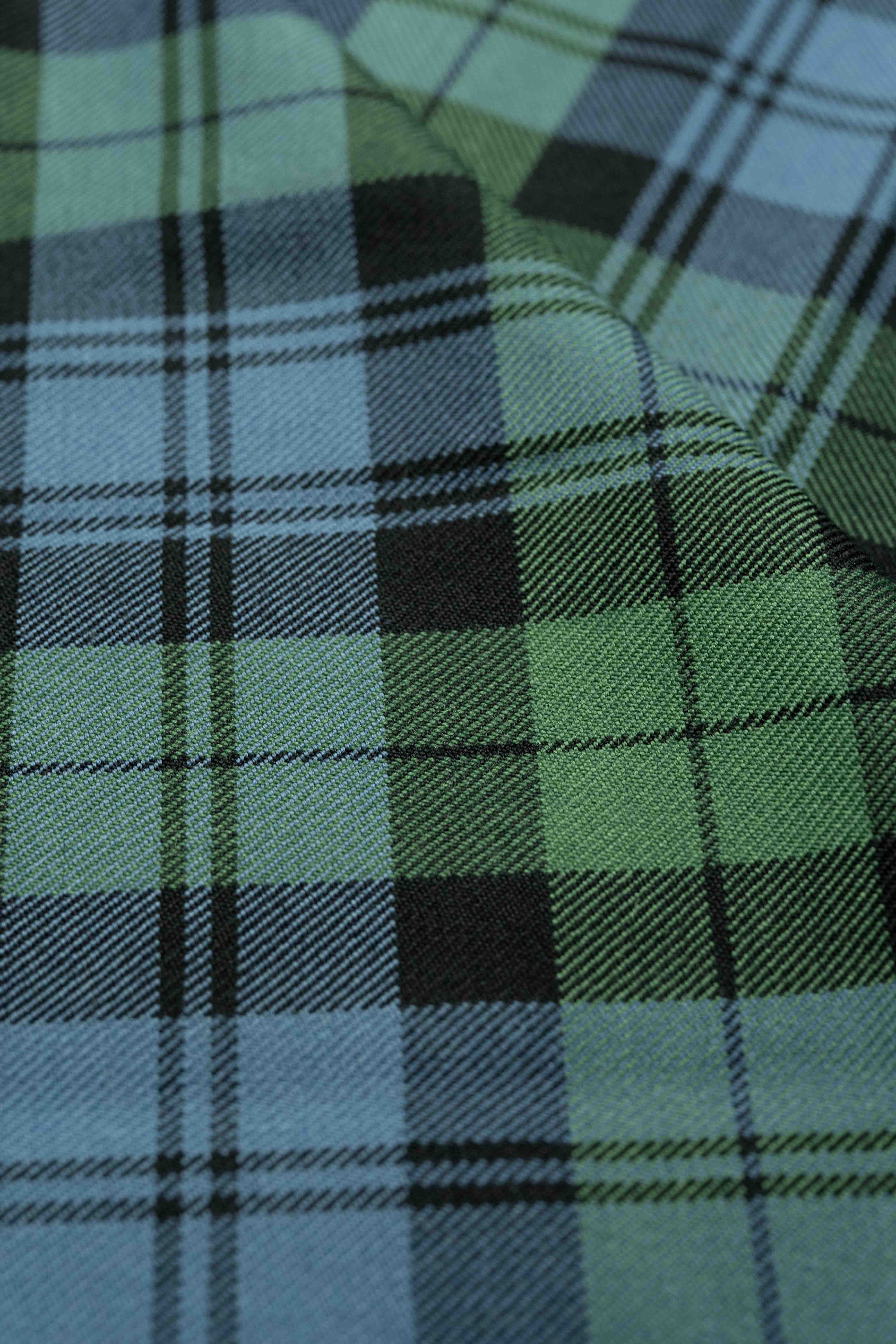 Marton Mills Green Tartan Wool Fabric-1.5m - Yoo's Club