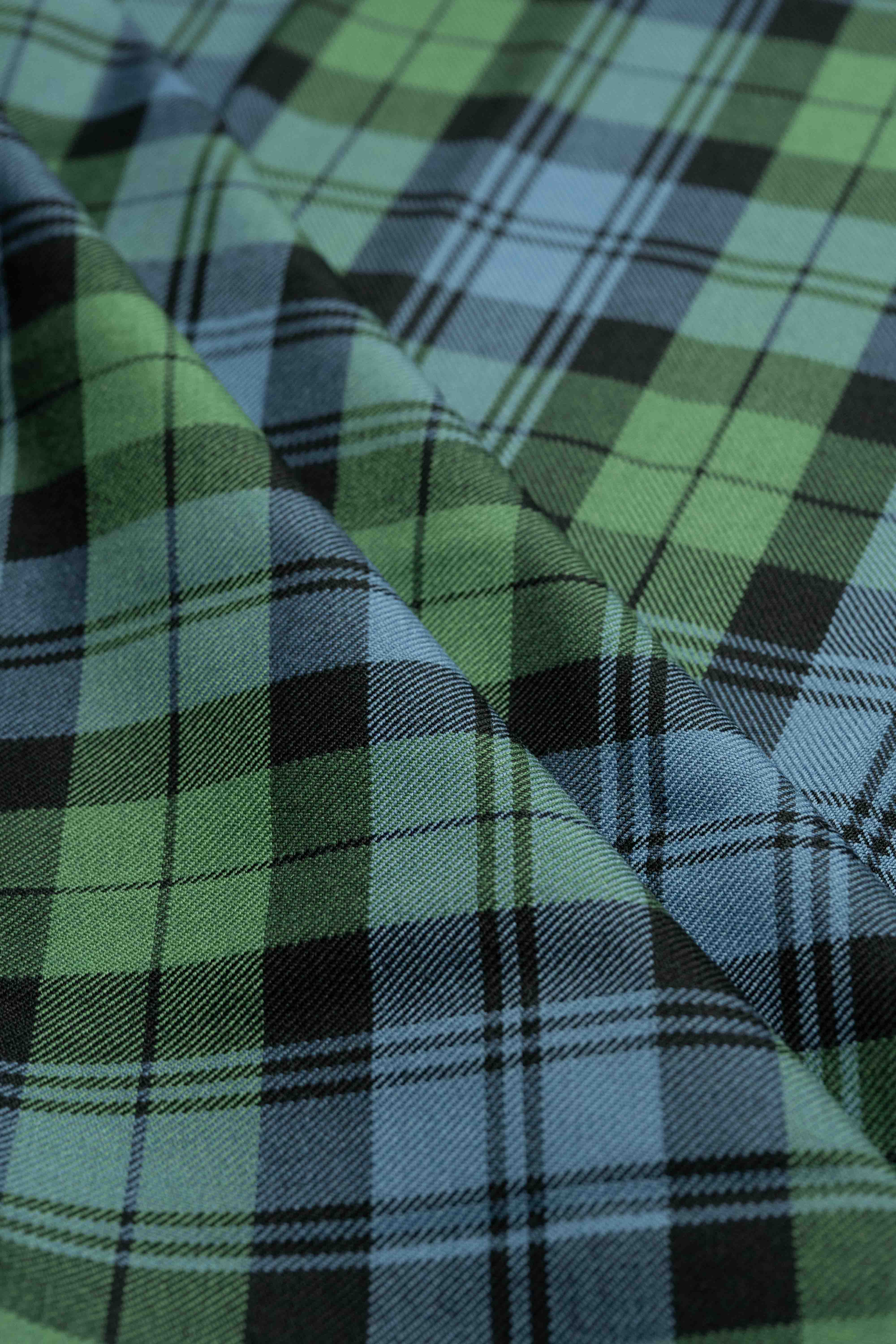 Marton Mills Green Tartan Wool Fabric-1.5m - Yoo's Club