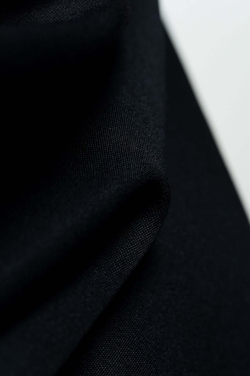 Pure Black Wool Suit/Trousers Fabric (V23649)- 2m