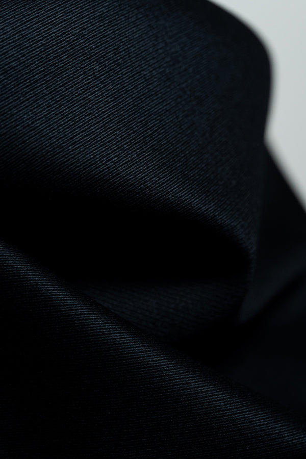 Black Cavalry Twill Wool Fabric (V23655)- 2m