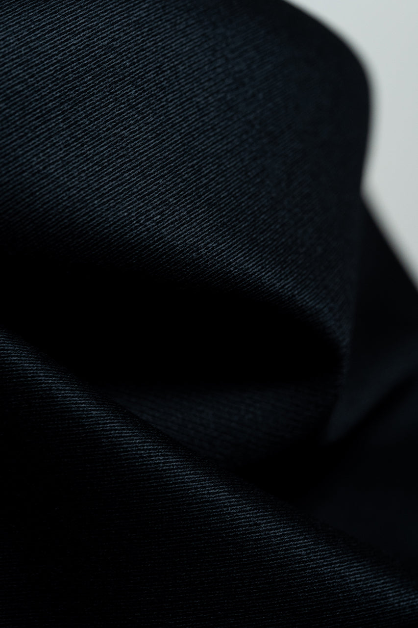 Black Cavalry Twill Wool Fabric (V23655)- 2m