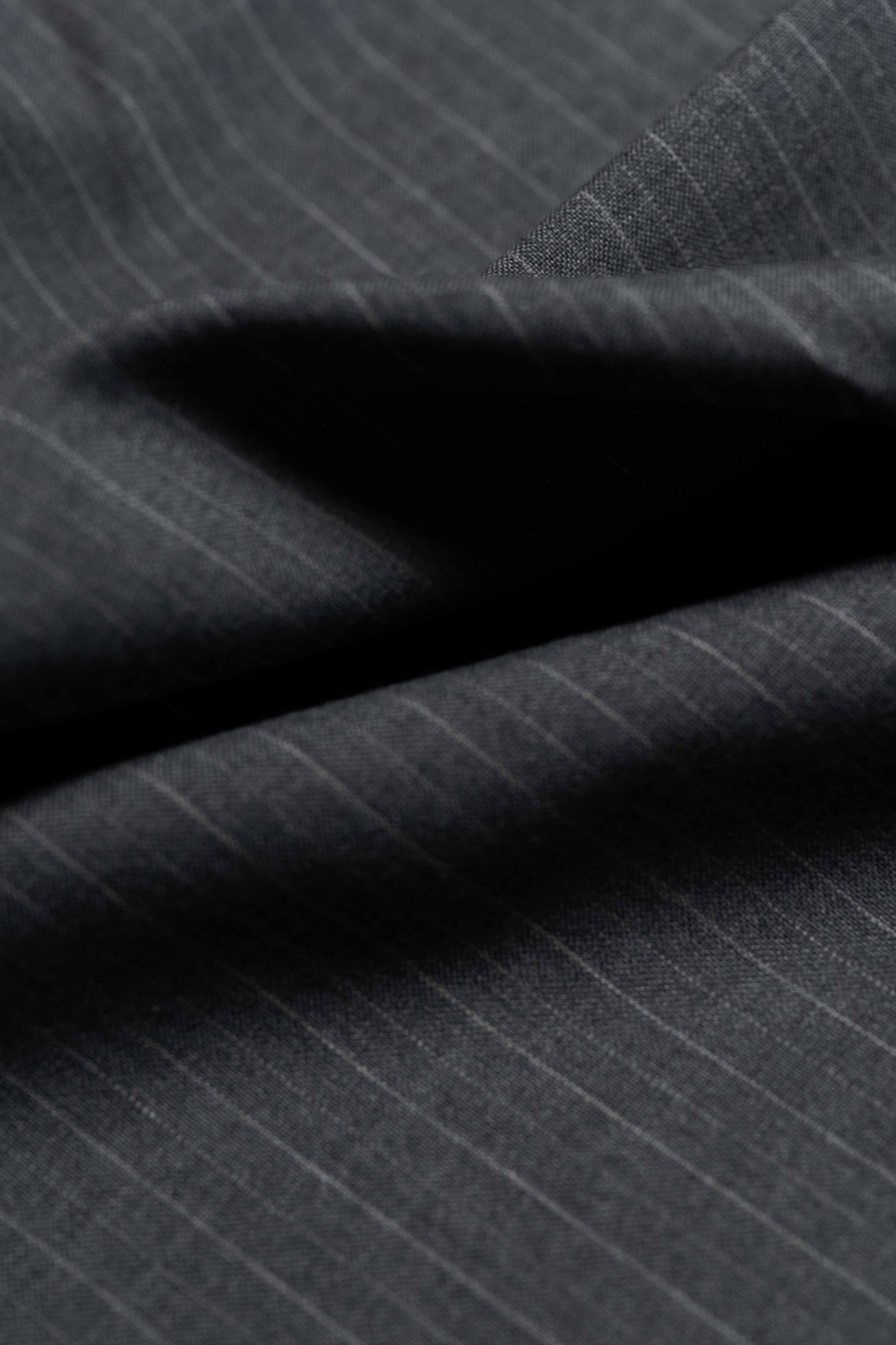 Super 100's Vicuna Grey Stripe Suit Fabric (V23679) -3.2m - Yoo's Club