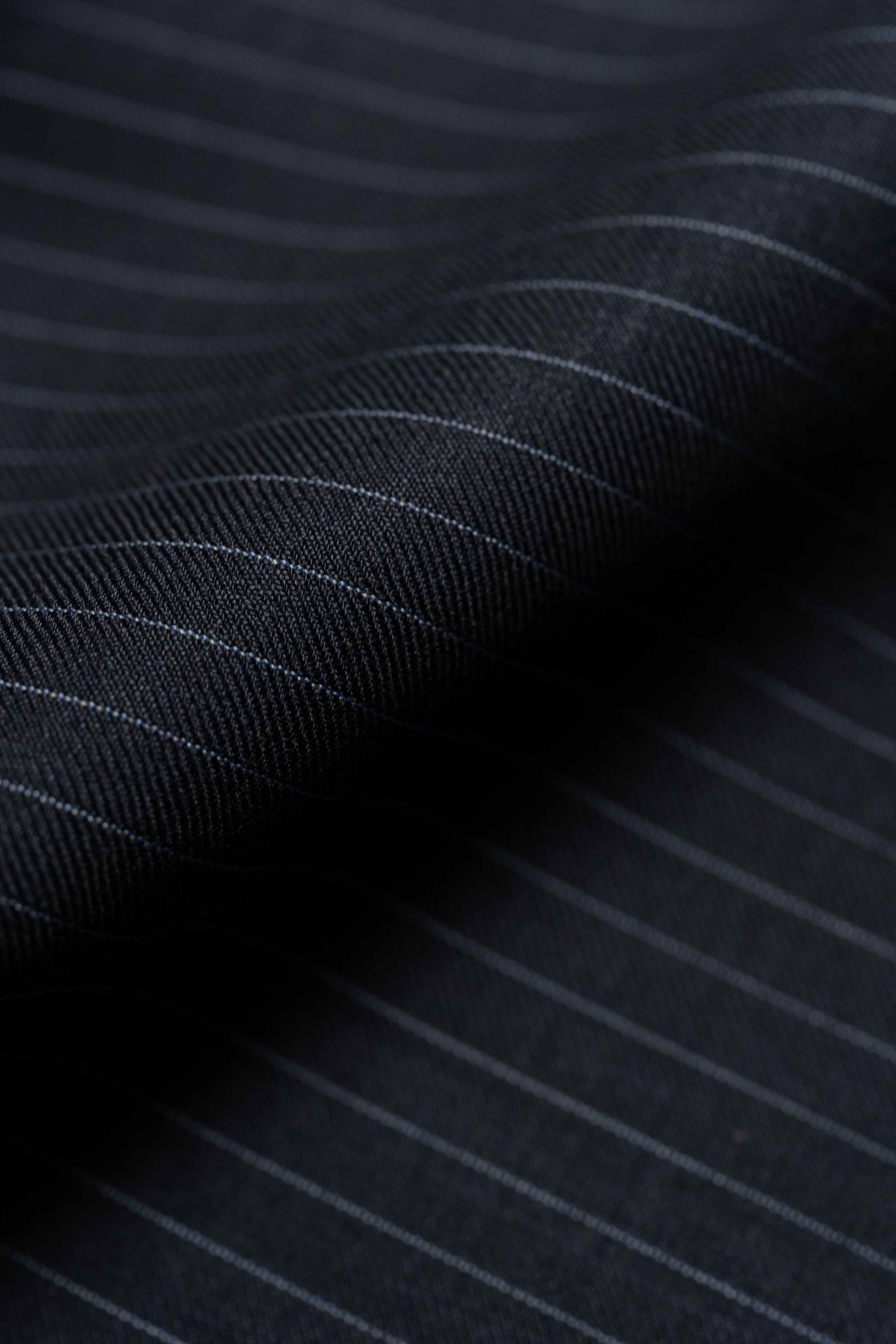 Super 120's Wool Black Stripe Suit Fabric (V23678) -3m - Yoo's Club
