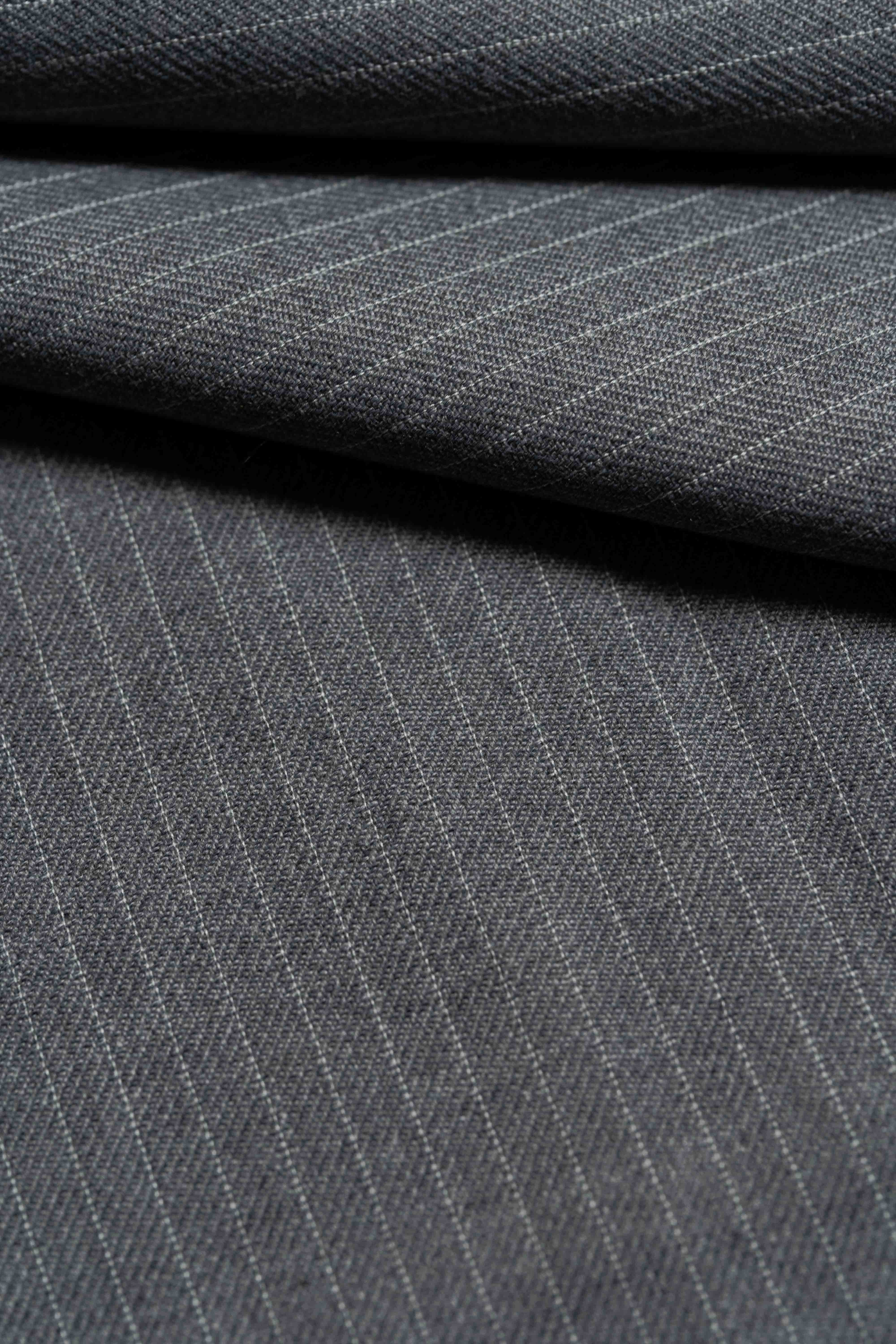 Super Fine Wool Grey Stripe Suit Fabric (V23674) -3m - Yoo's Club