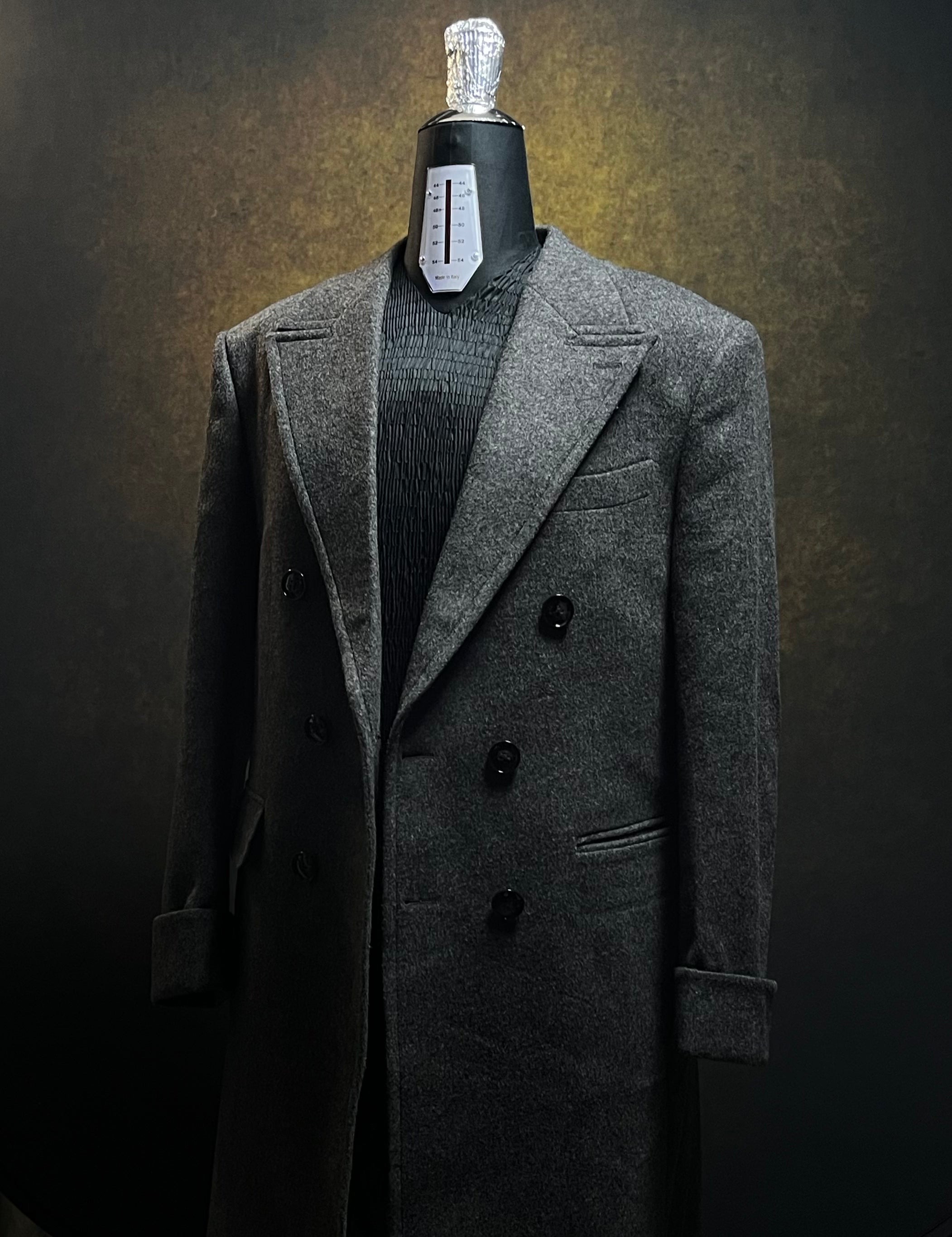 Crombie Woollen Charcoal Wool & Cashmere Overcoat (Co-098)-3m