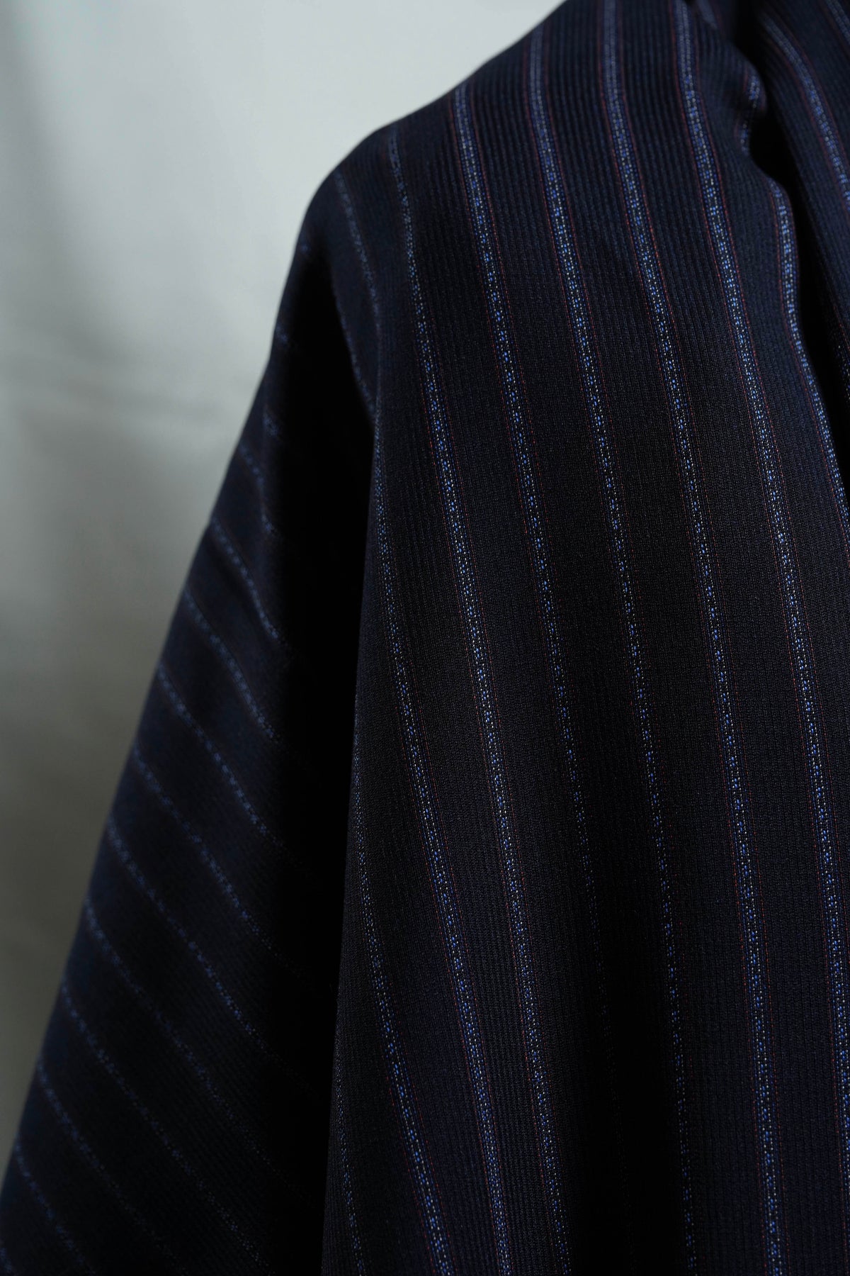 Dark Blue Stripe Worsted Wool Suiting Fabric - 3 Meters
