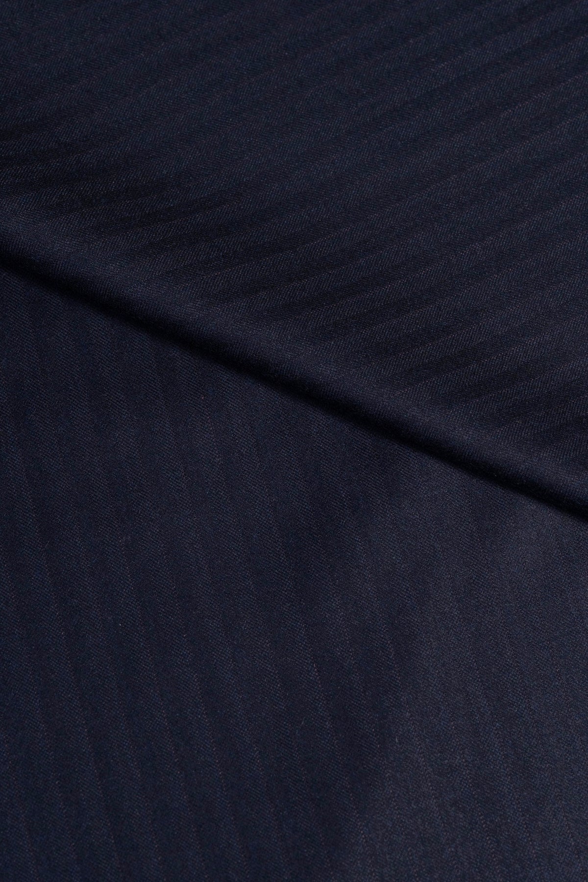 Lightweight Wool Flannel Suiting in Navy Herringbone