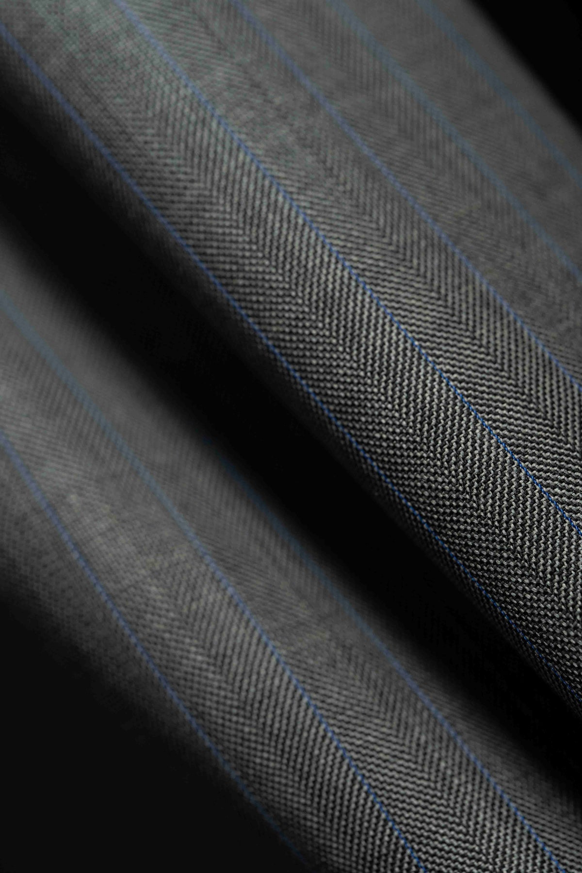 Men Suit fabric From UK Grey Herringbone Stripe Wool - 3.1m - Yoo's Club