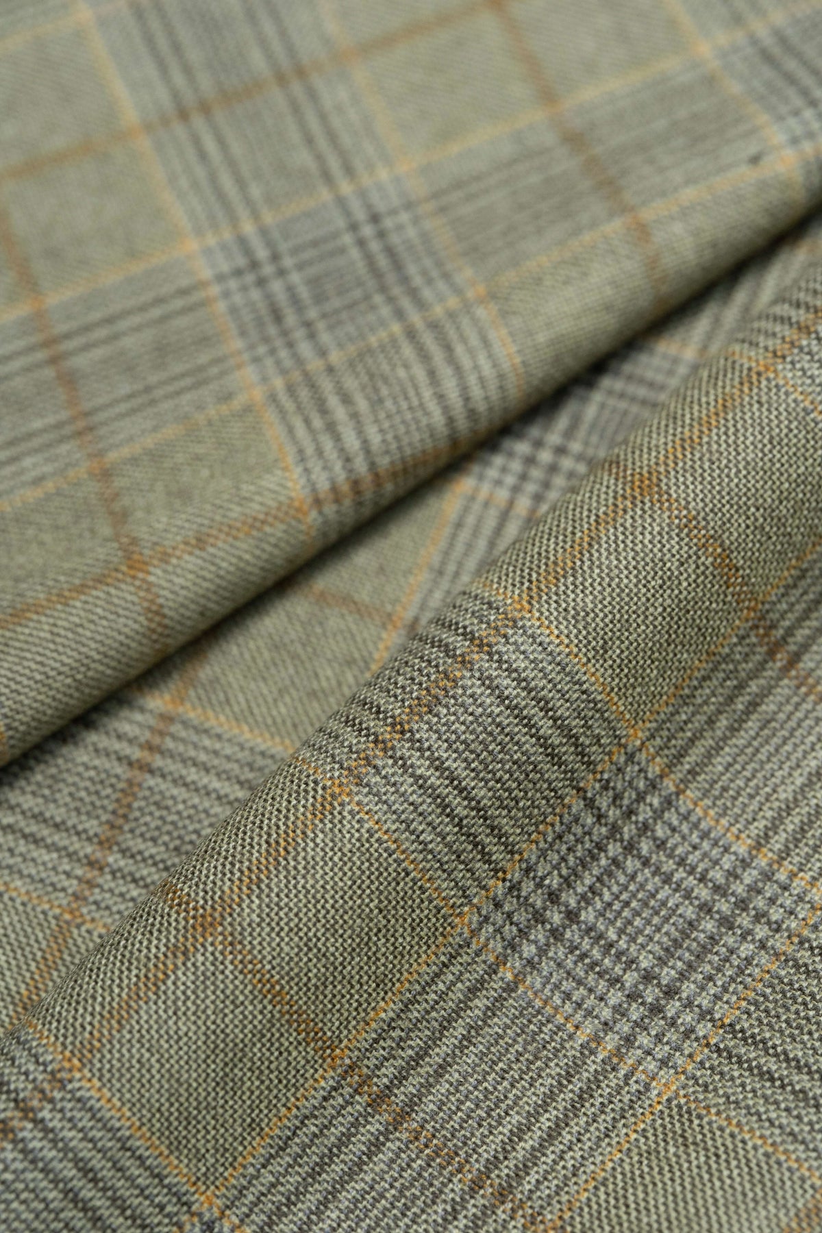 Pure Wool Jacketing Fabric in Moss Green Check