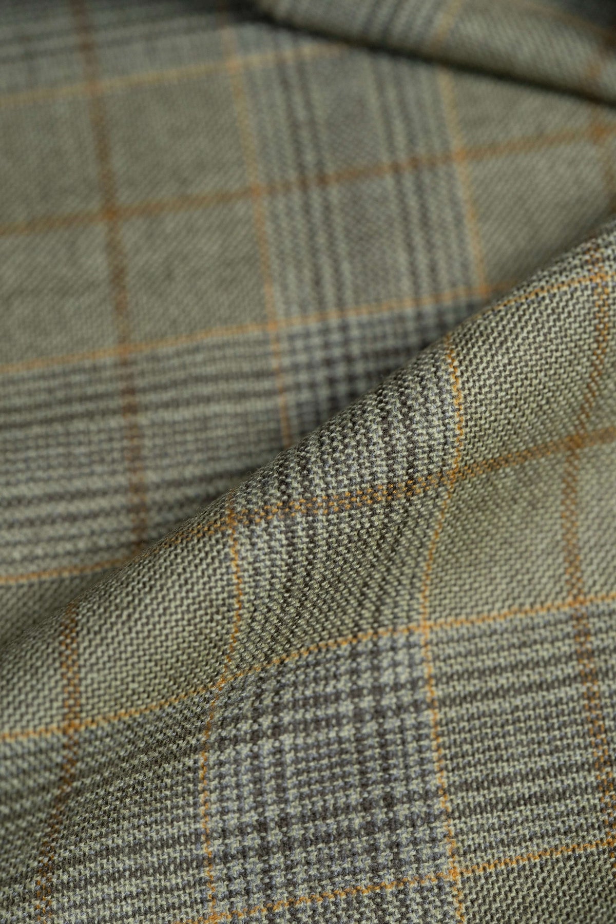 Pure Wool Jacketing Fabric in Moss Green Check