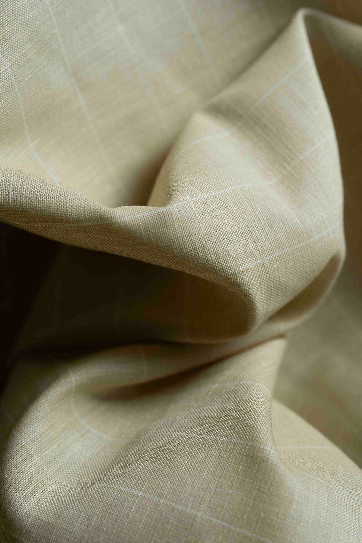 Tessilstrona Beige Stripe Wool & Linen Suit Fabric (664053)-3.5m - Yoo's Club