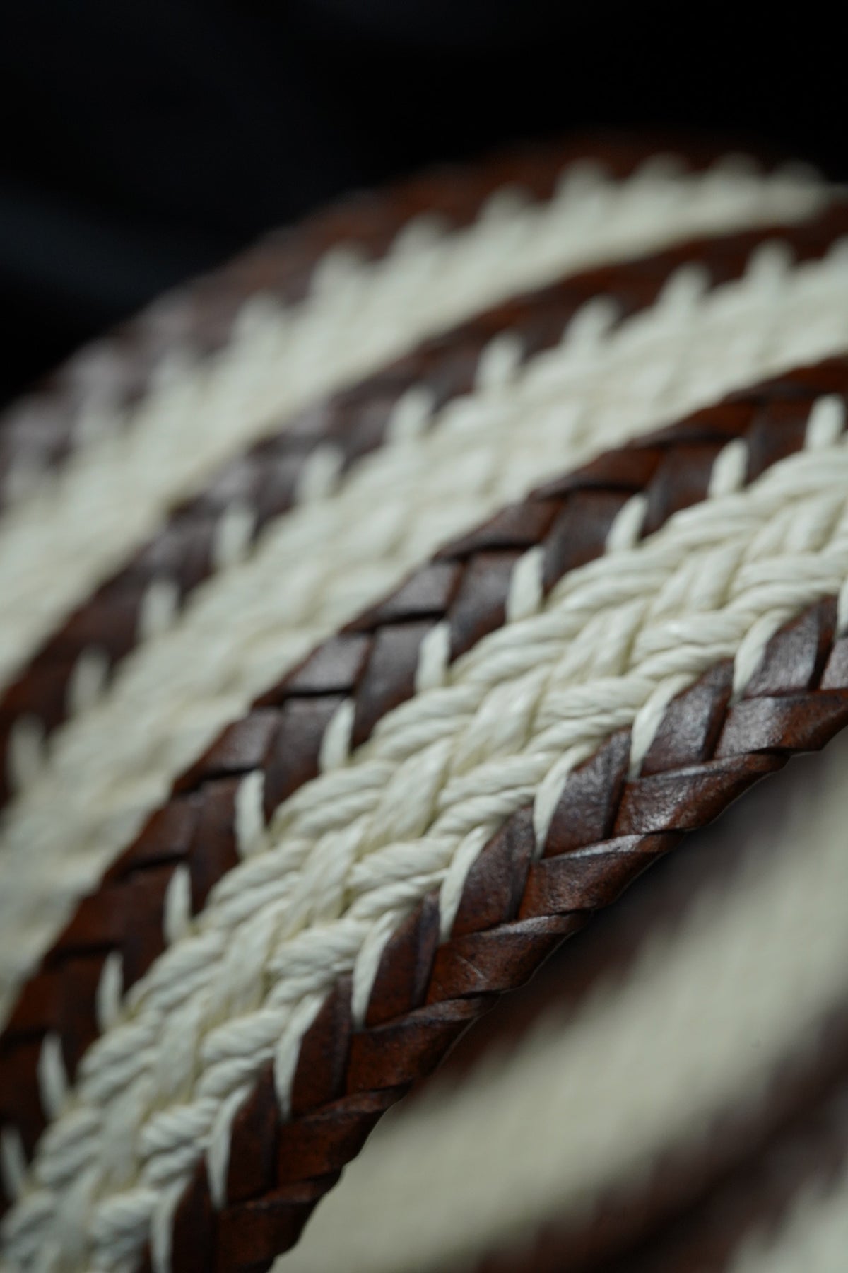 Tiberio Ferretti Brown Leather & Cotton Braided Belt