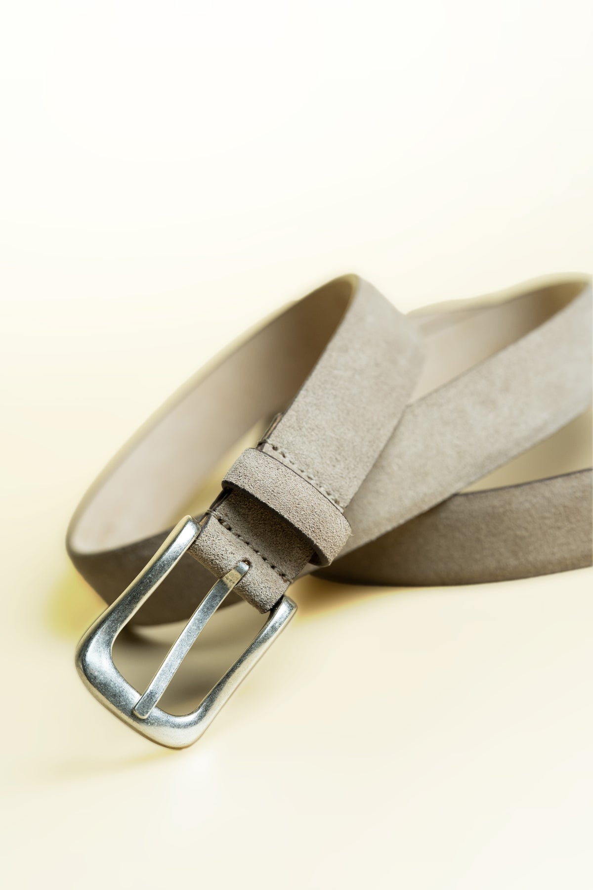 Tiberio Ferretti Cream Stone Suede Leather Belt
