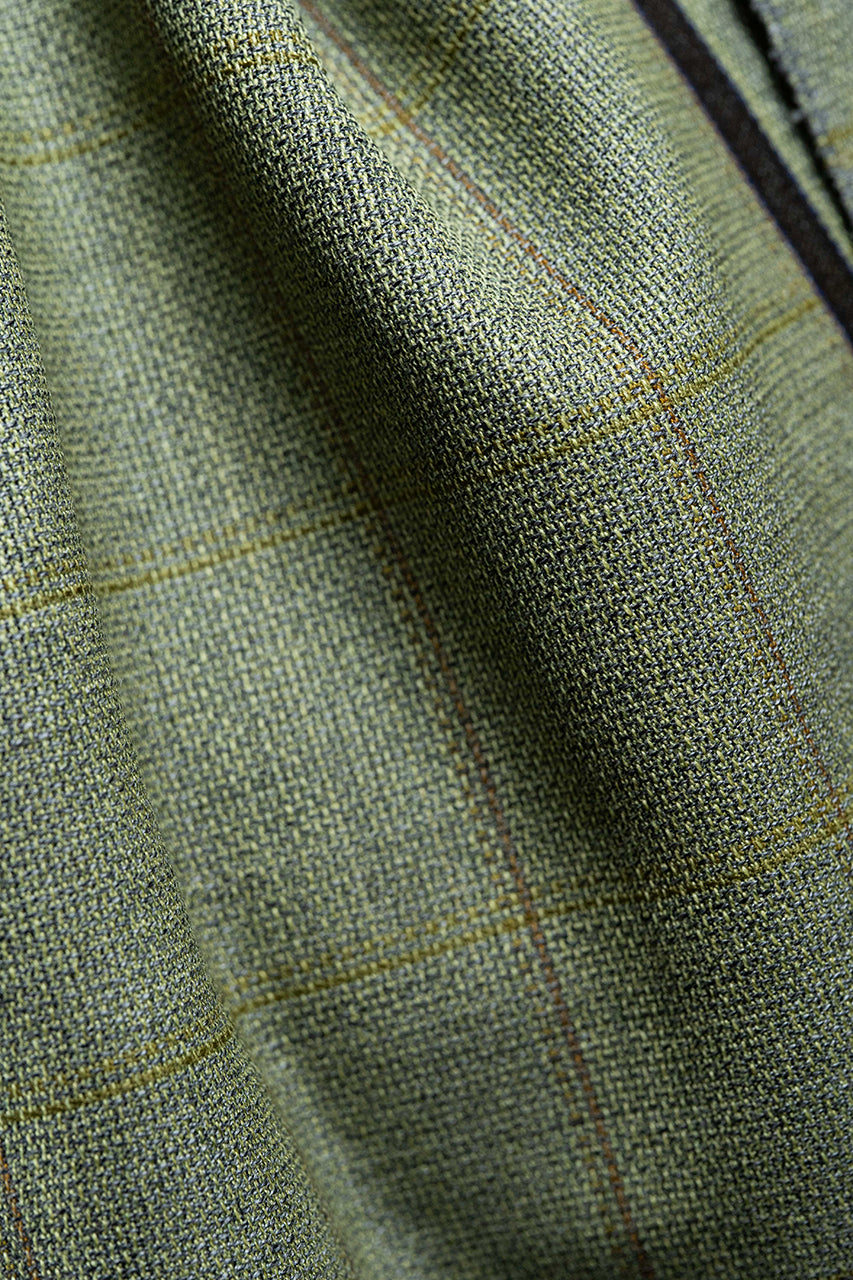 VBC High Twist Wool Suiting Fabric in Green Check -1.85 Meters - Yoo's Club
