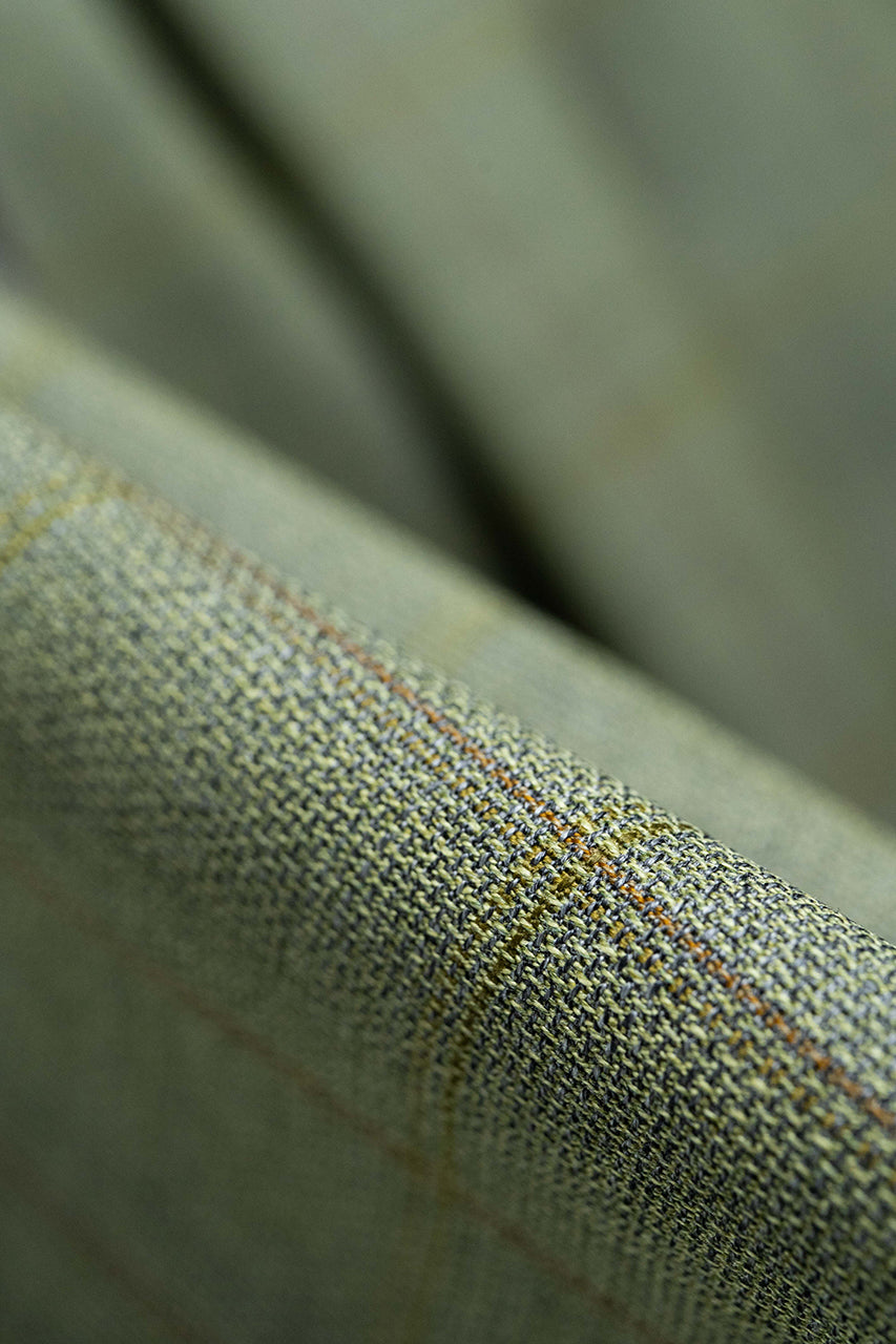 VBC High Twist Wool Suiting Fabric in Green Check -1.85 Meters - Yoo's Club