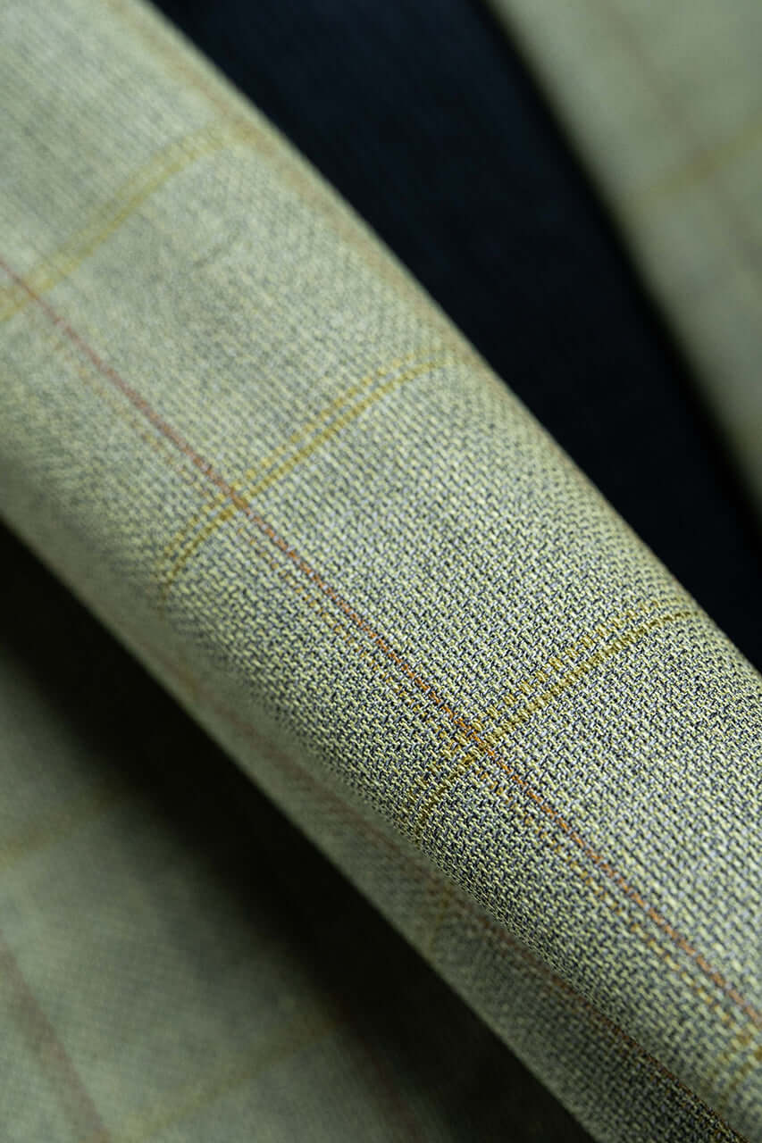 VBC High Twist Wool Suiting Fabric in Green Check -1.85 Meters - Yoo's Club