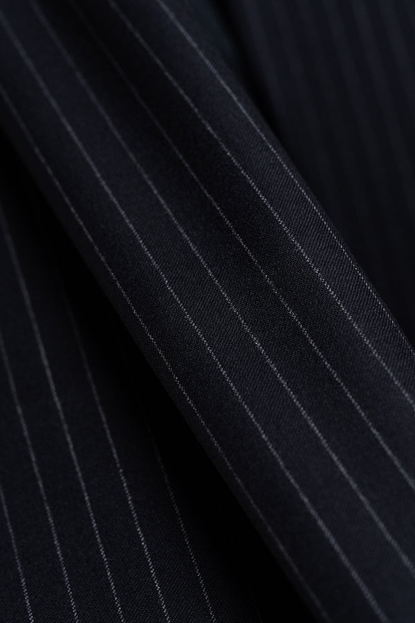VBC Super 120s Black Stripe  Flannel Suiting - 3 Meters