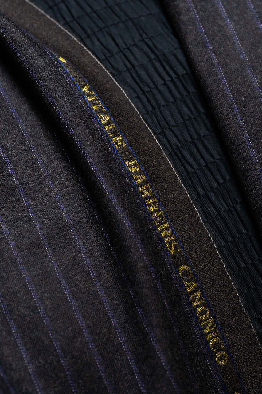 VBC Super 120s Dark Brown Flannel Suiting with Purple Stripe - 3.1 Meters - Yoo's Club