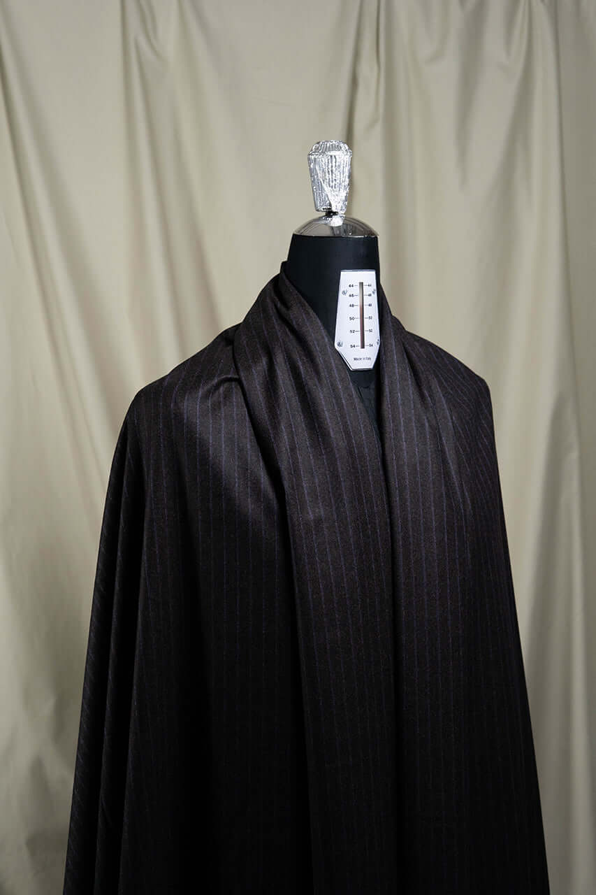 VBC Super 120s Dark Brown Flannel Suiting with Purple Stripe - 3.1 Meters - Yoo's Club