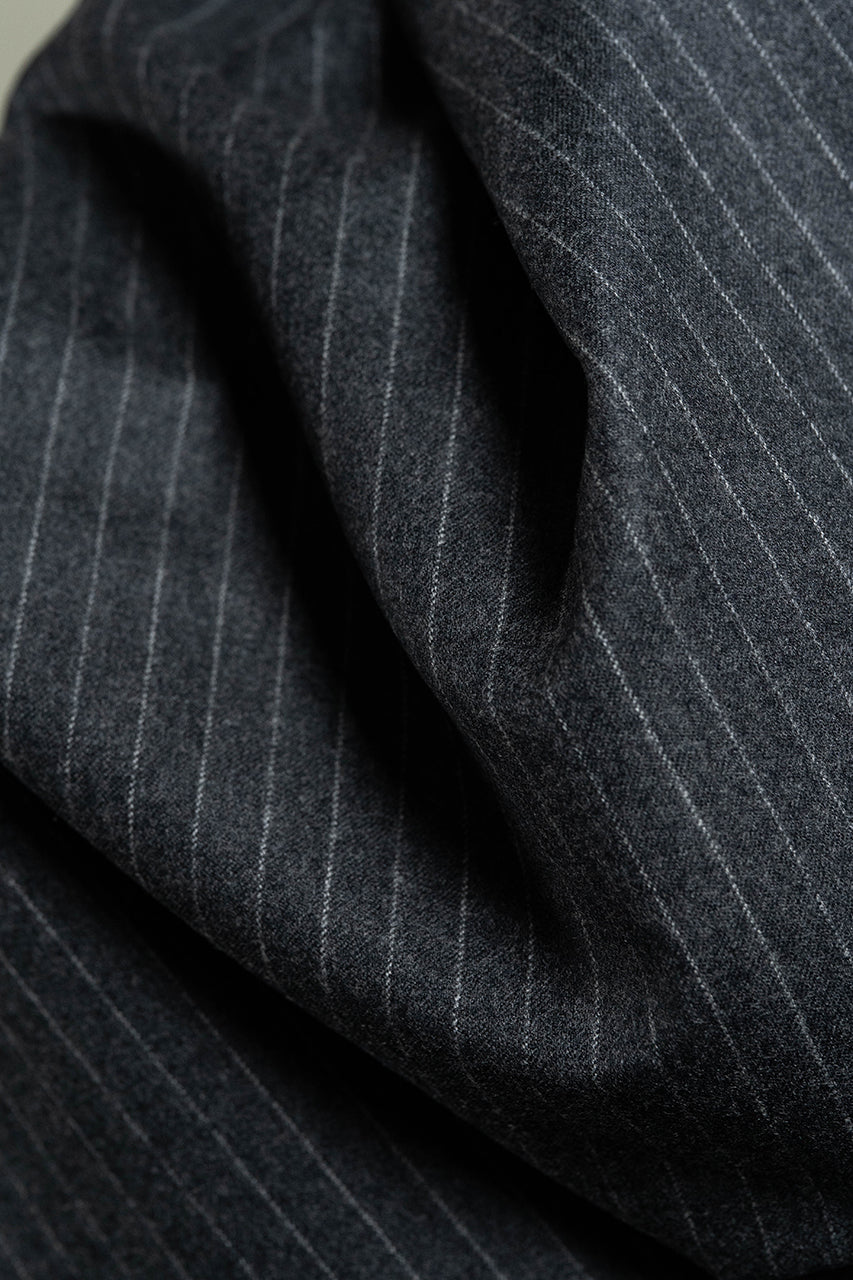 VBC Super 120's Flannel Suiting Fabric in Grey Stripe -3 Meters - Yoo's Club