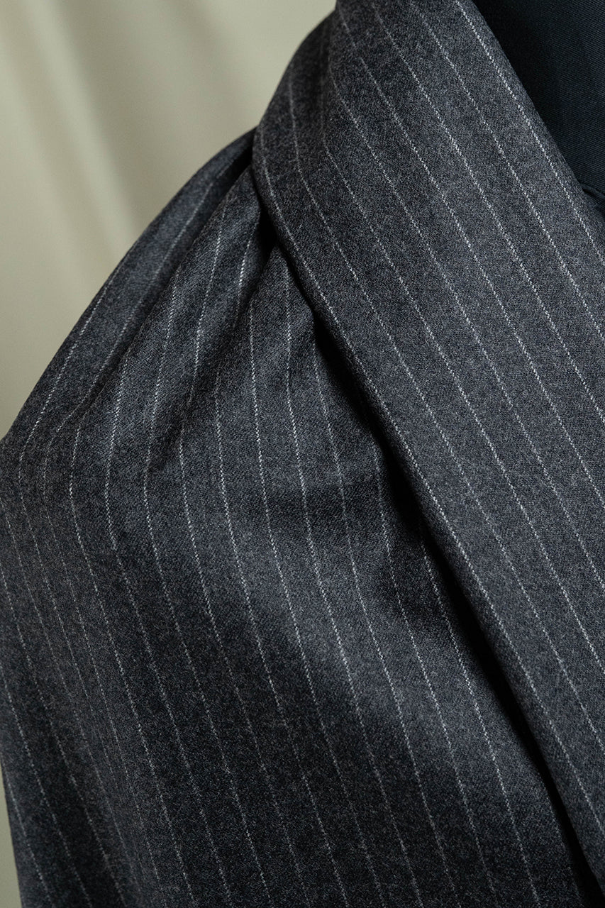 VBC Super 120's Flannel Suiting Fabric in Grey Stripe -3 Meters - Yoo's Club