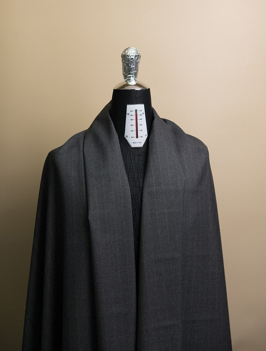 V23382 Charcoal Stripe Wool Suiting-3m