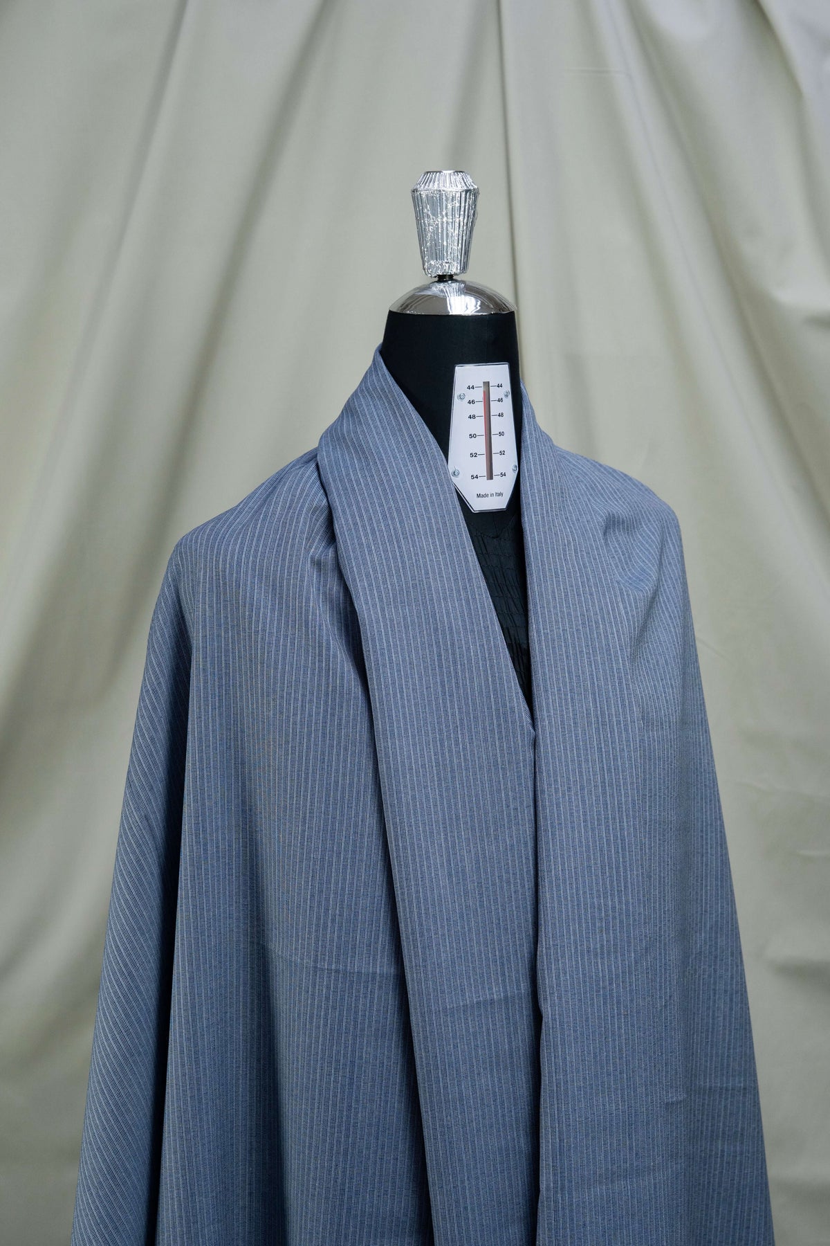 Wain Shiell Blue Stripe Lightweight Wool Suiting Fabric (V23712) -3m - Yoo's Club
