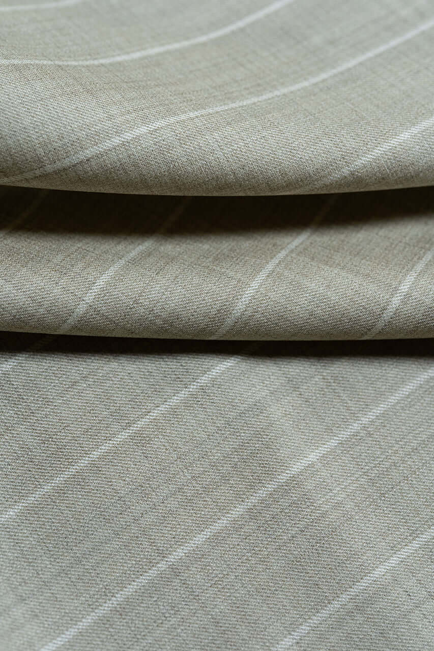 Wool & Silk Fine Suiting in Beige with Stripes from Tallia Di Delfino - Yoo's Club