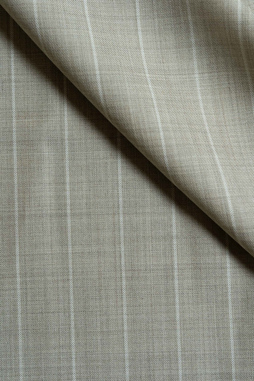 Wool & Silk Fine Suiting in Beige with Stripes from Tallia Di Delfino - Yoo's Club