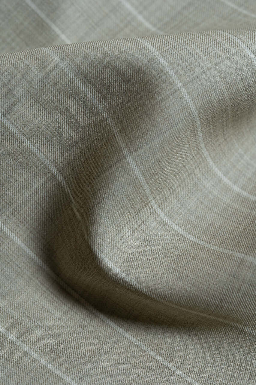 Wool & Silk Fine Suiting in Beige with Stripes from Tallia Di Delfino - Yoo's Club