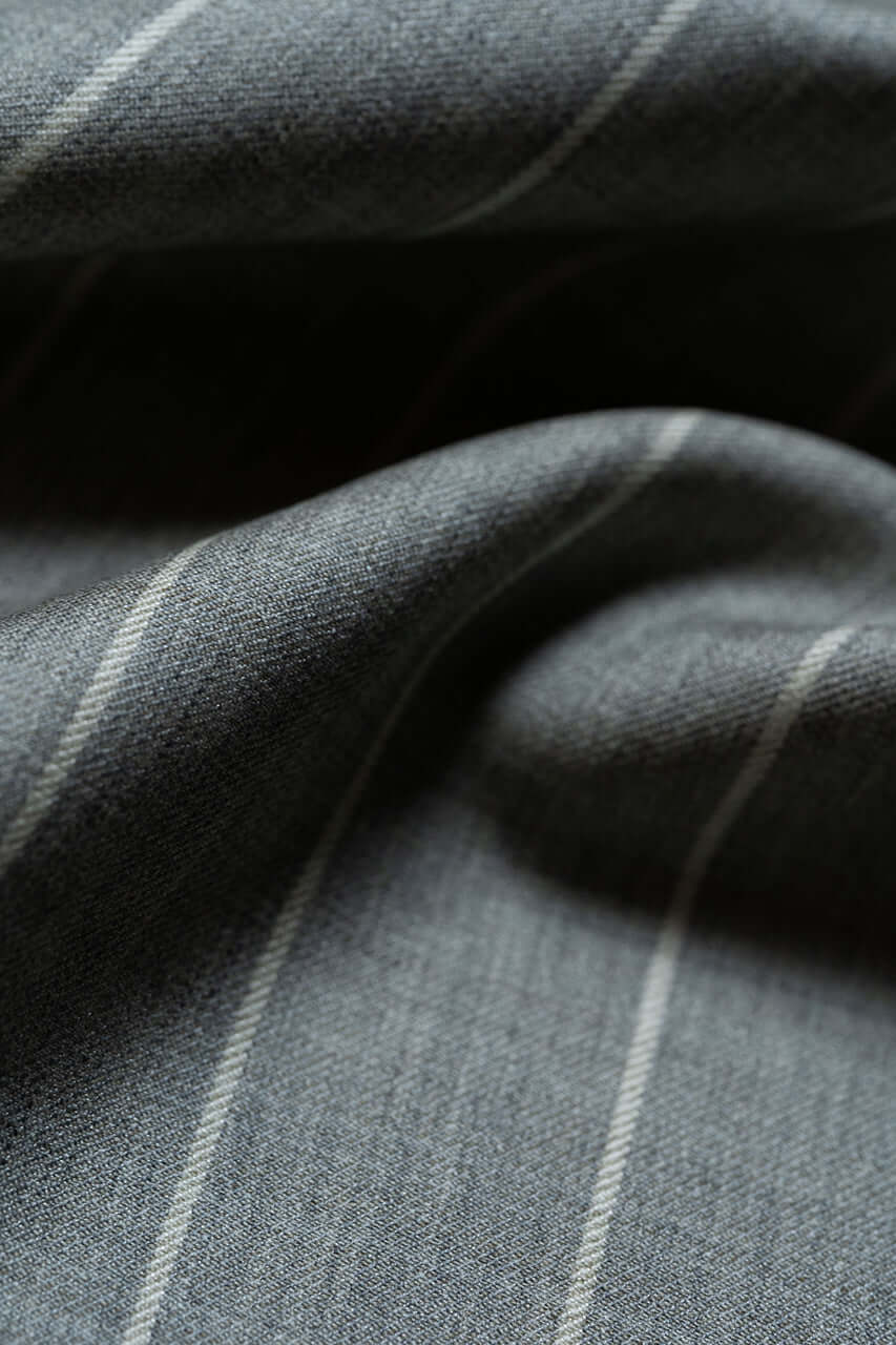 Wool & Silk Fine Suiting in Grey with Stripes from Tallia Di Delfino - Yoo's Club