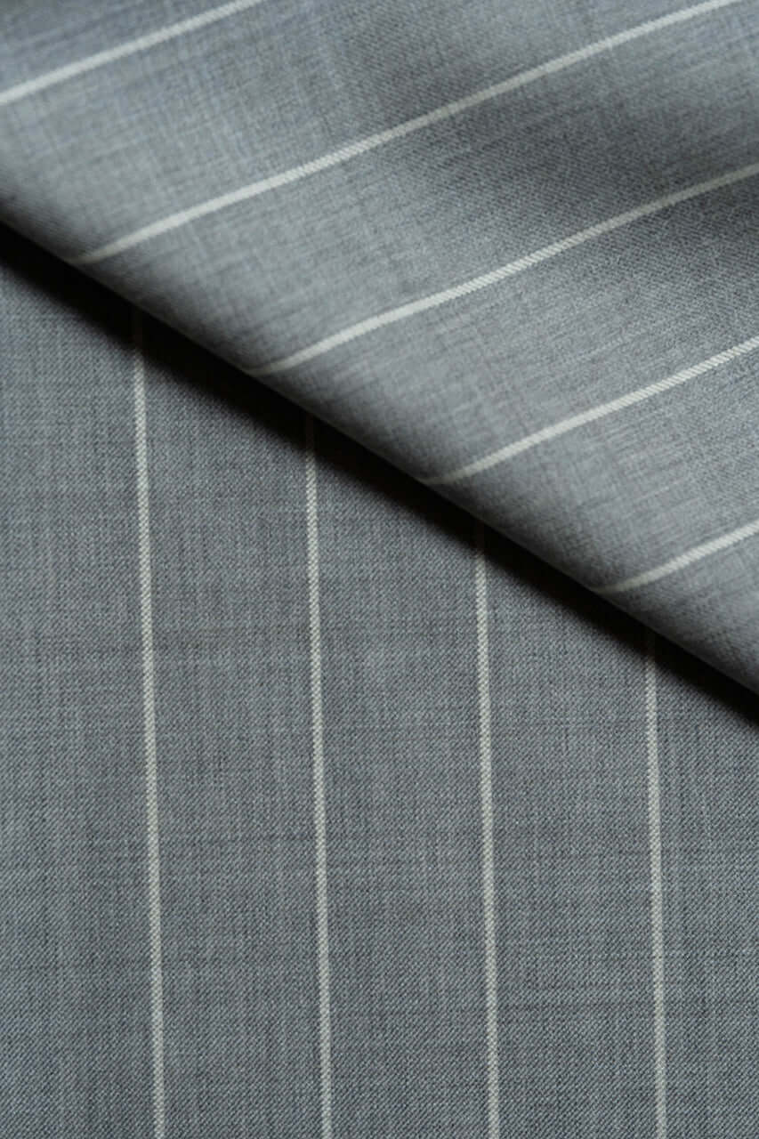 Wool & Silk Fine Suiting in Grey with Stripes from Tallia Di Delfino - Yoo's Club
