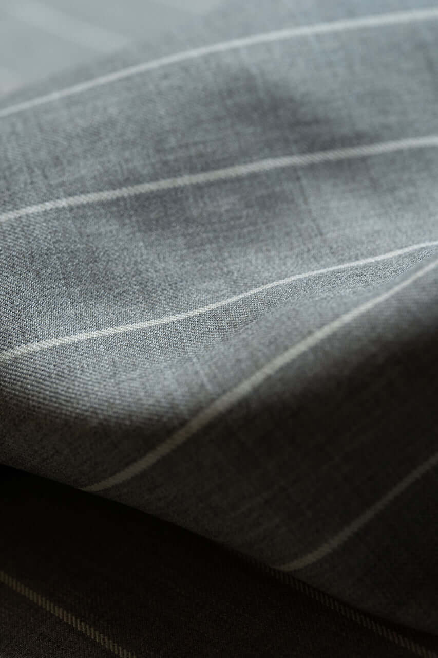 Wool & Silk Fine Suiting in Grey with Stripes from Tallia Di Delfino - Yoo's Club