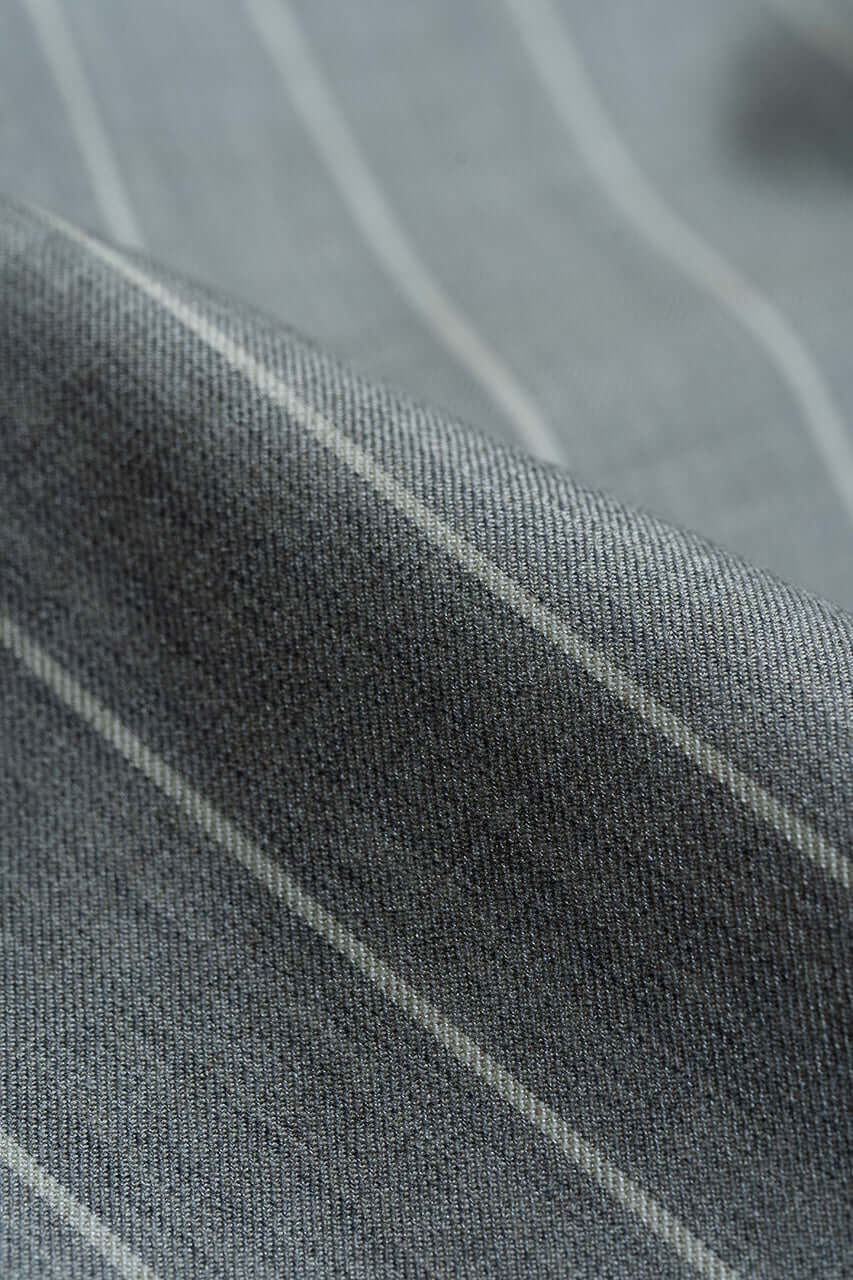 Wool & Silk Fine Suiting in Grey with Stripes from Tallia Di Delfino - Yoo's Club